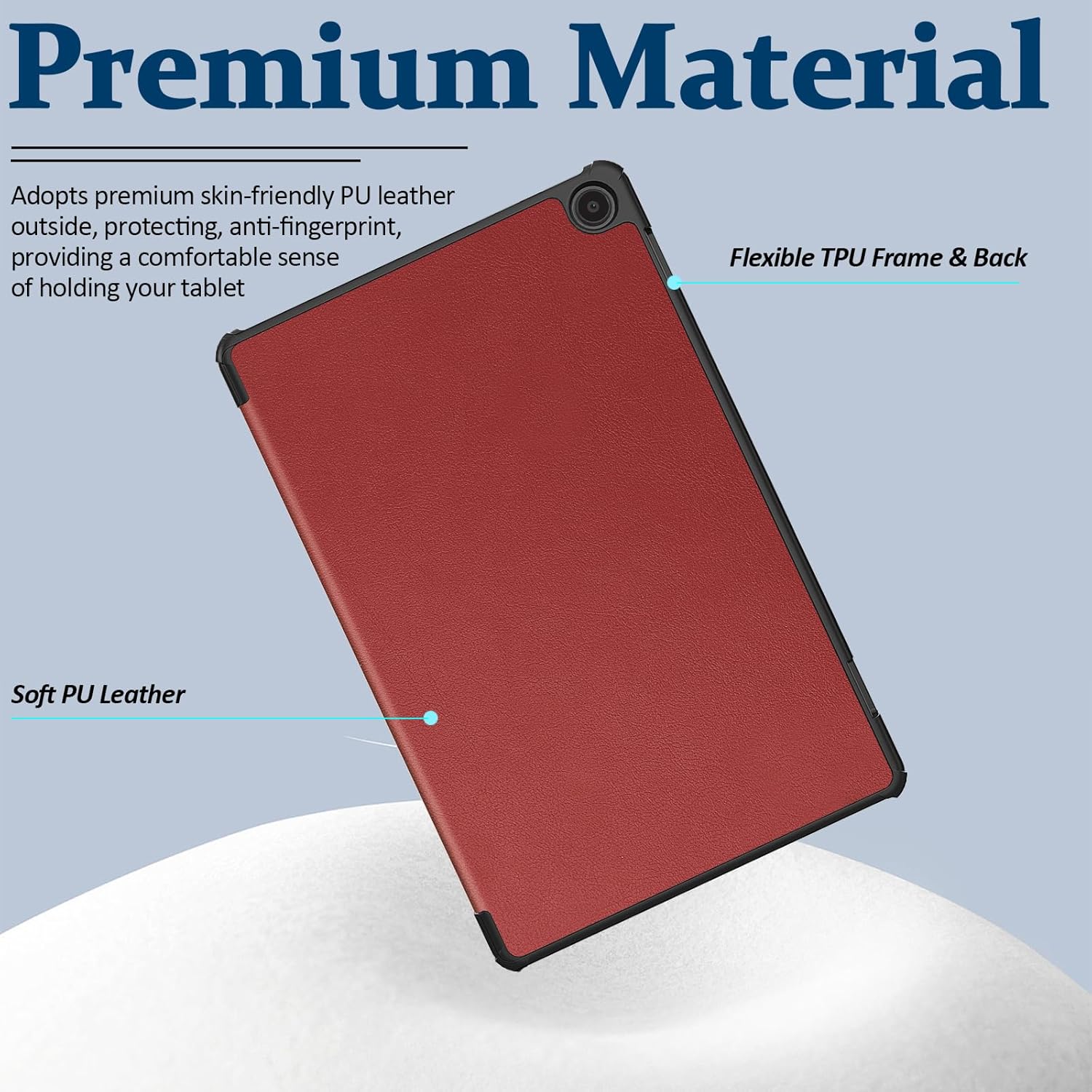 Miimall Case Compatible for Fire Max 11 Tablet 2023, Ultra Thin Slim Leather + Foldable Design PC Back Full Protector Auto WakeSleep Trifold Stand