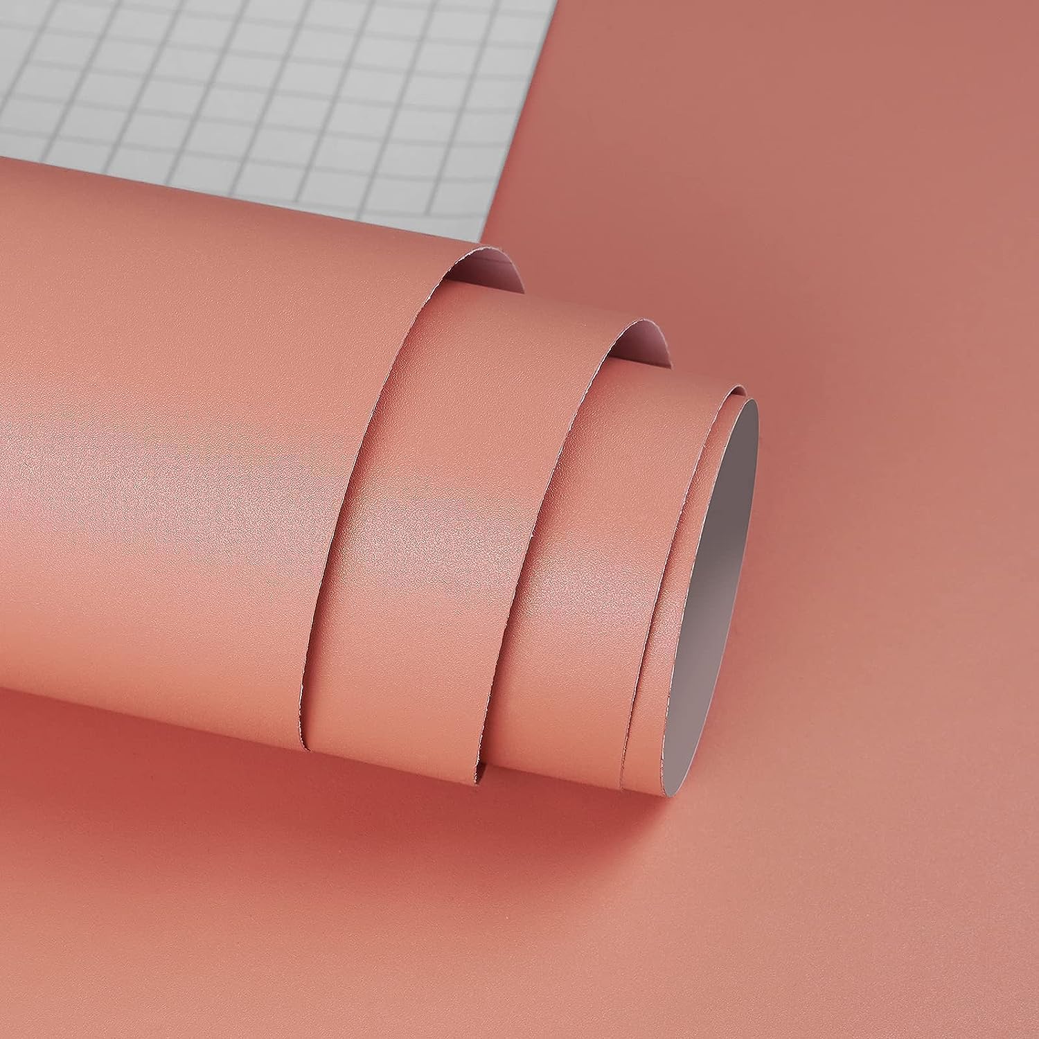 YENHOME Papel tapiz rosa coral, papel tapiz de despegar y pegar para dormitorio, cocina, papel adhesivo rosa autoadhesivo para escritorio, armario,
