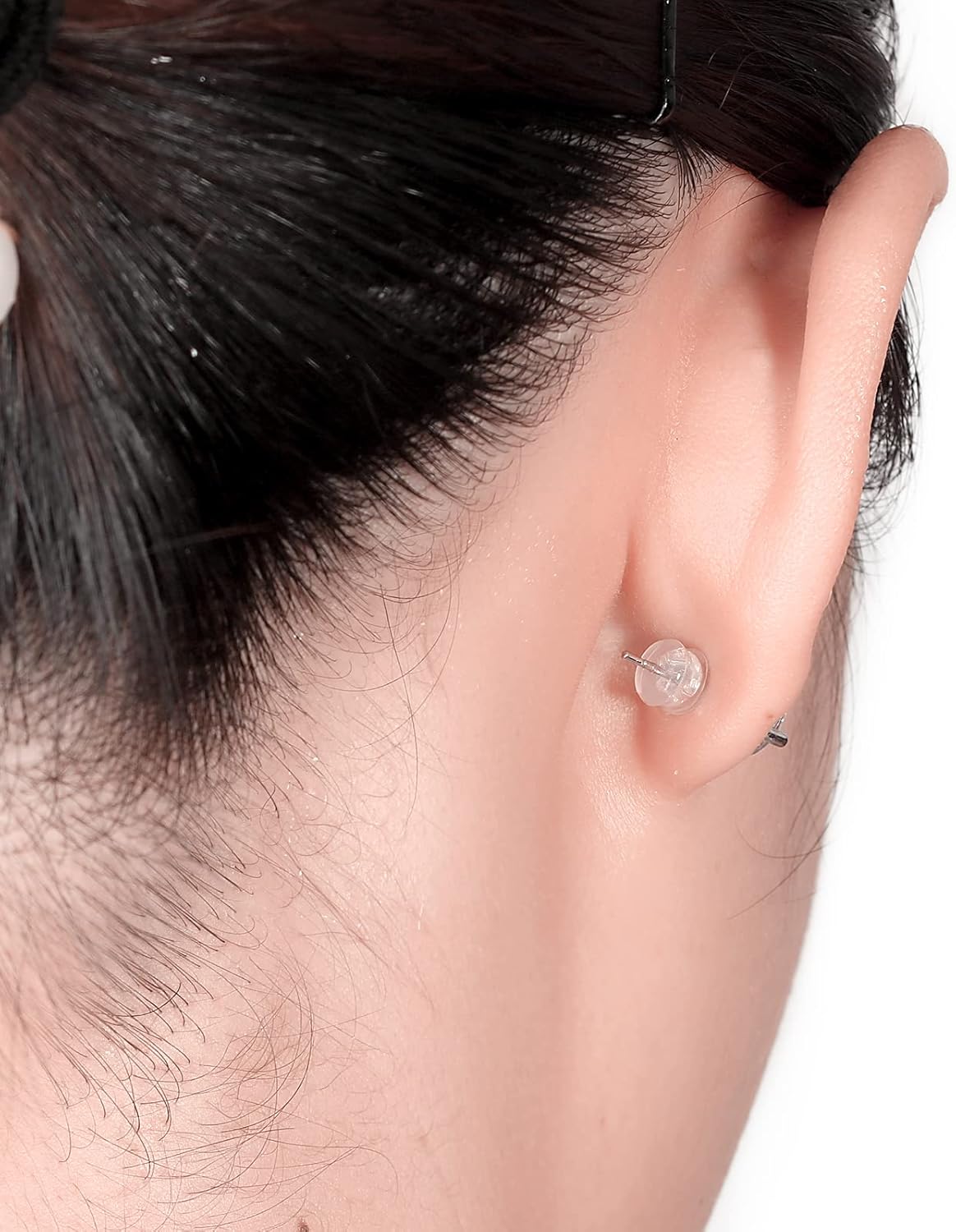 14 piezas de aretes de goma de silicona de oro de 18 quilates para tachuelas, orejas caídas, aretes pesados, respaldos transparentes y cómodos, con