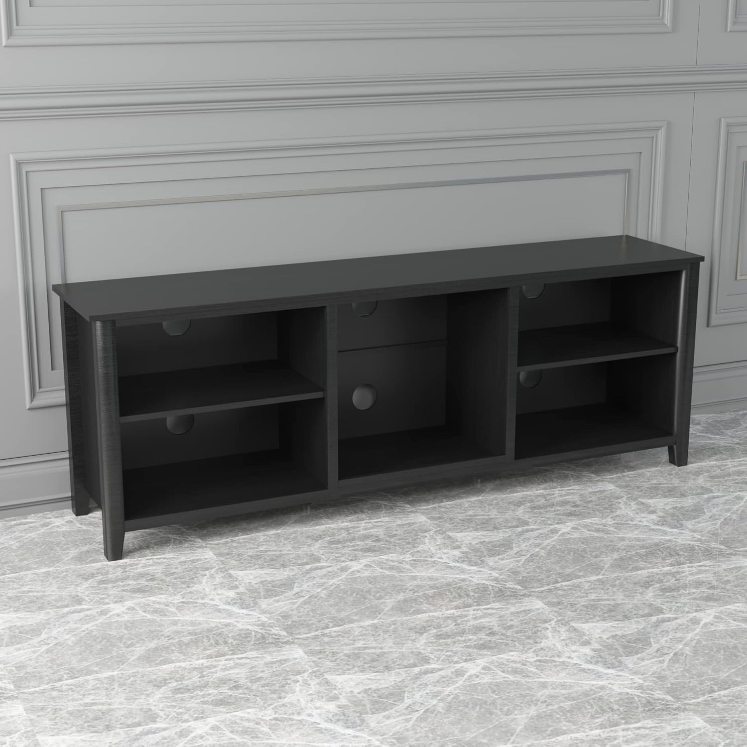 Soporte de TV para sala de estar, dormitorio, centro de entretenimiento grande y amplio de madera moderna, gabinete de consola multimedia con 4