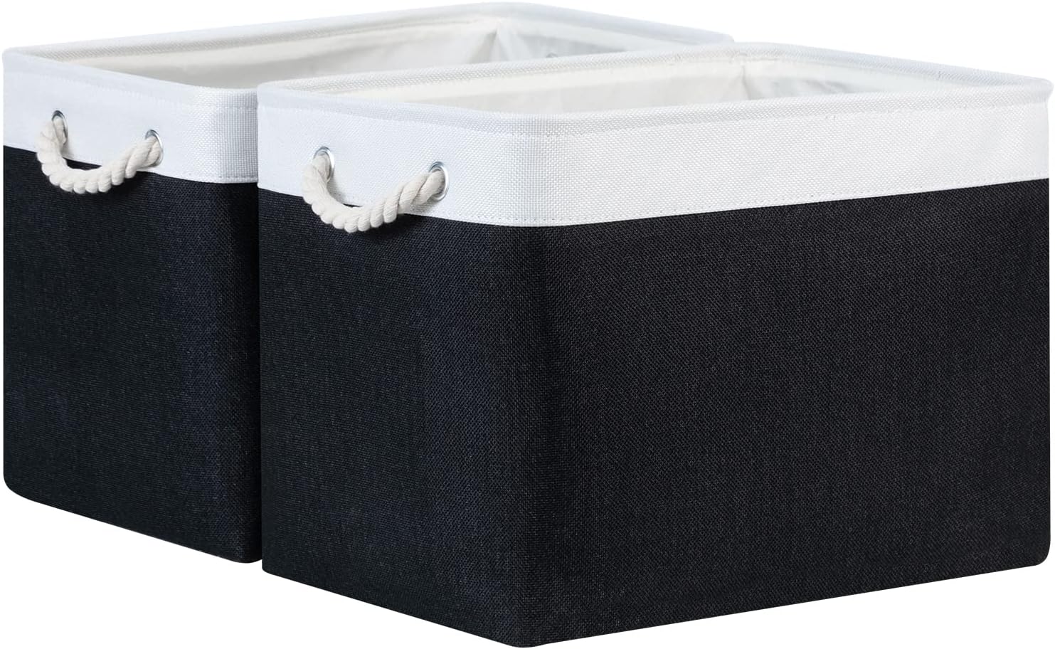 Bidtakay Cestas de almacenamiento negras para estantes, juego de 2 cestas decorativas de tela para organizar 16 x 11.8 x 11.8 pulgadas, canastas