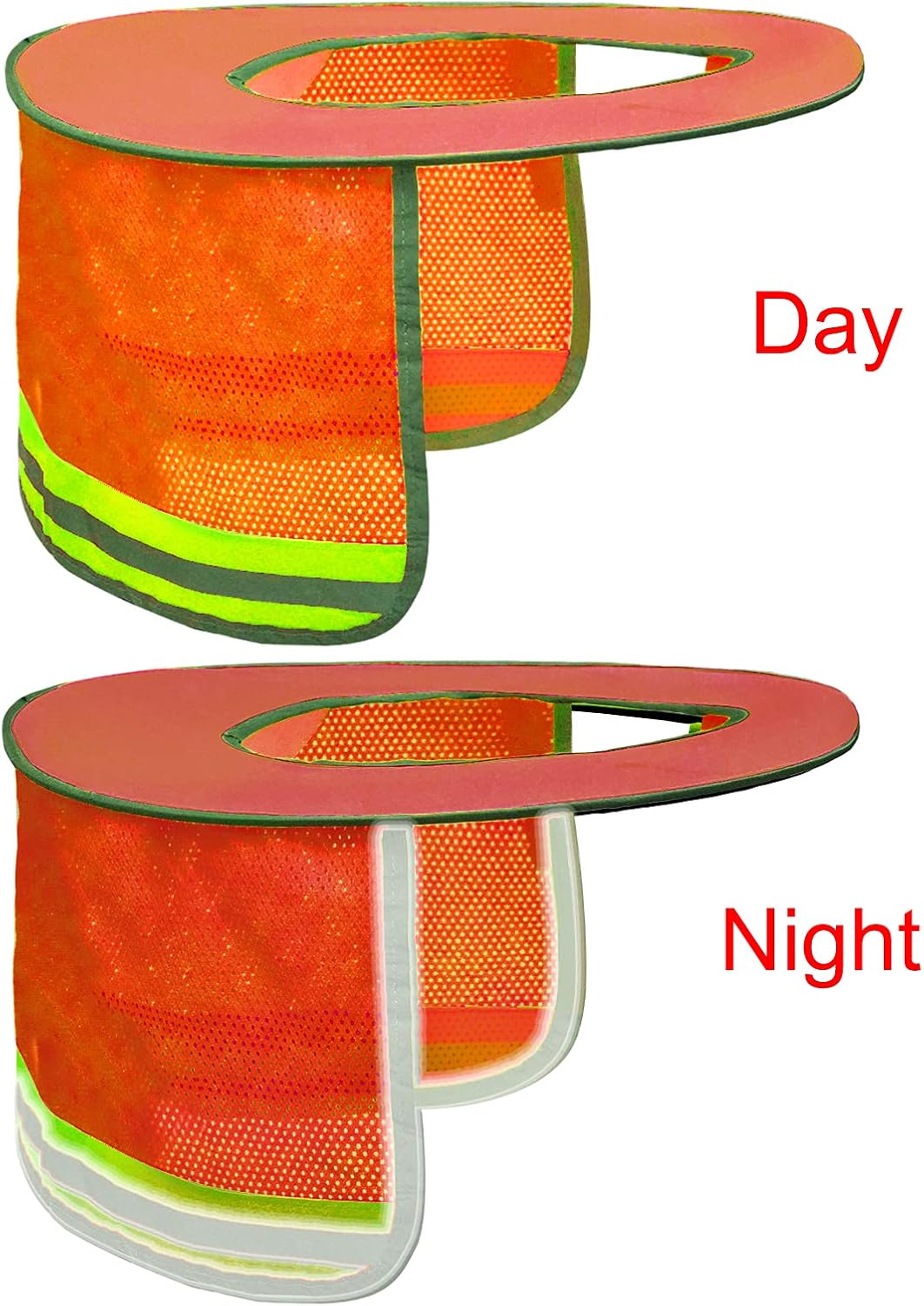 Paquete de 3 sombreros de malla de ala completa, parasol de cuello de alta visibilidad con rayas reflectantes para cascos