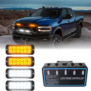 ADAURIS 12 luces LED estroboscópicas para camiones, luces de emergencia para vehículos, luces intermitentes ámbar, para vehículos, 12 V -24 V, súper ADAURIS 12 luces LED estroboscópicas para camiones, luces de emergencia para vehículos, luces intermitentes ámbar, para vehículos, 12 V -24 V, súper
