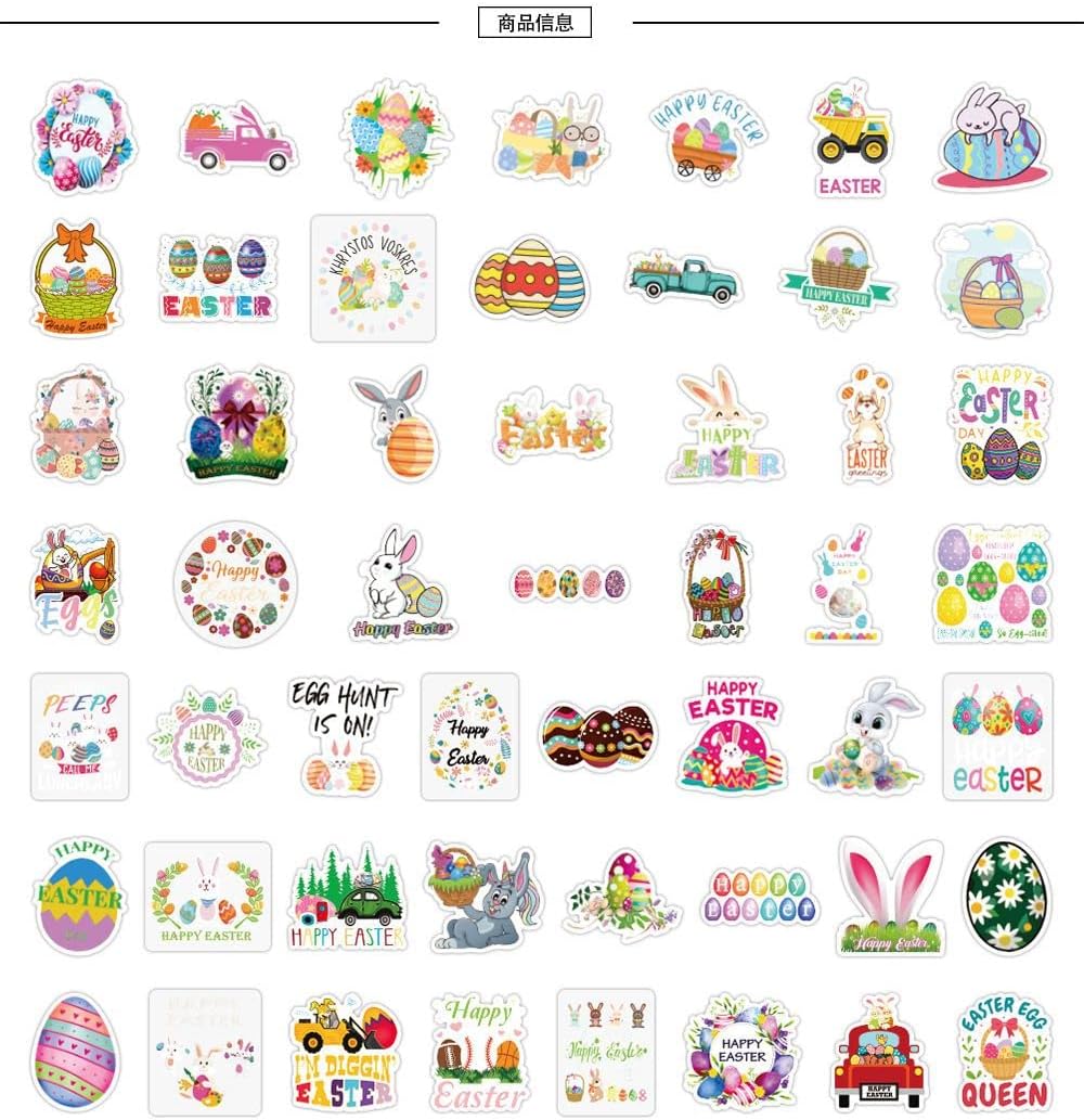Calcomanías de Pascua  100 calcomanías de huevos de Pascua para adolescentes, niños, adultos, calcomanías de vinilo impermeables lindas y divertidas