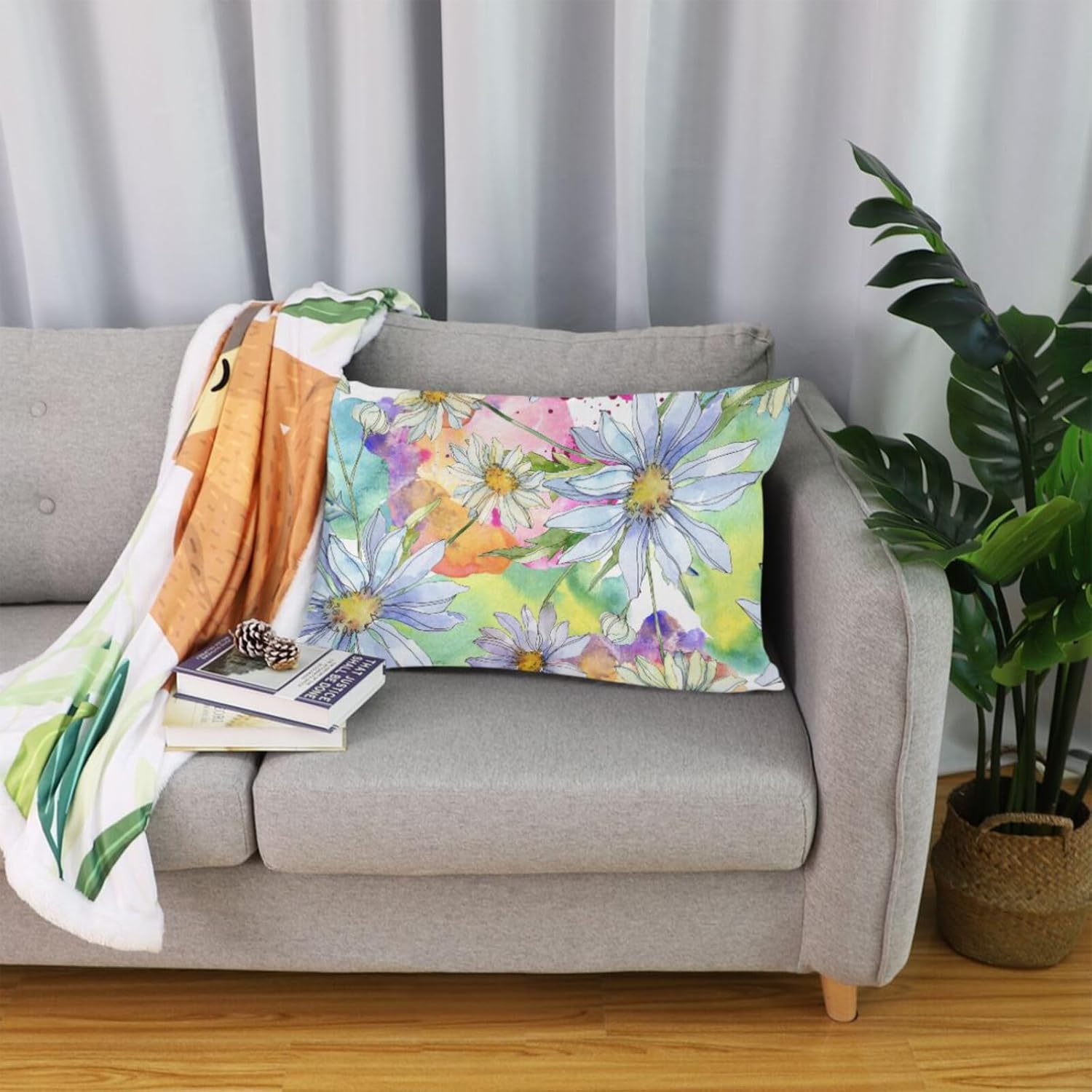 Fundas de almohada de poliéster Daisy Floral Flower Rustic Throw Fundas de almohada con cremallera Euro sham Covers