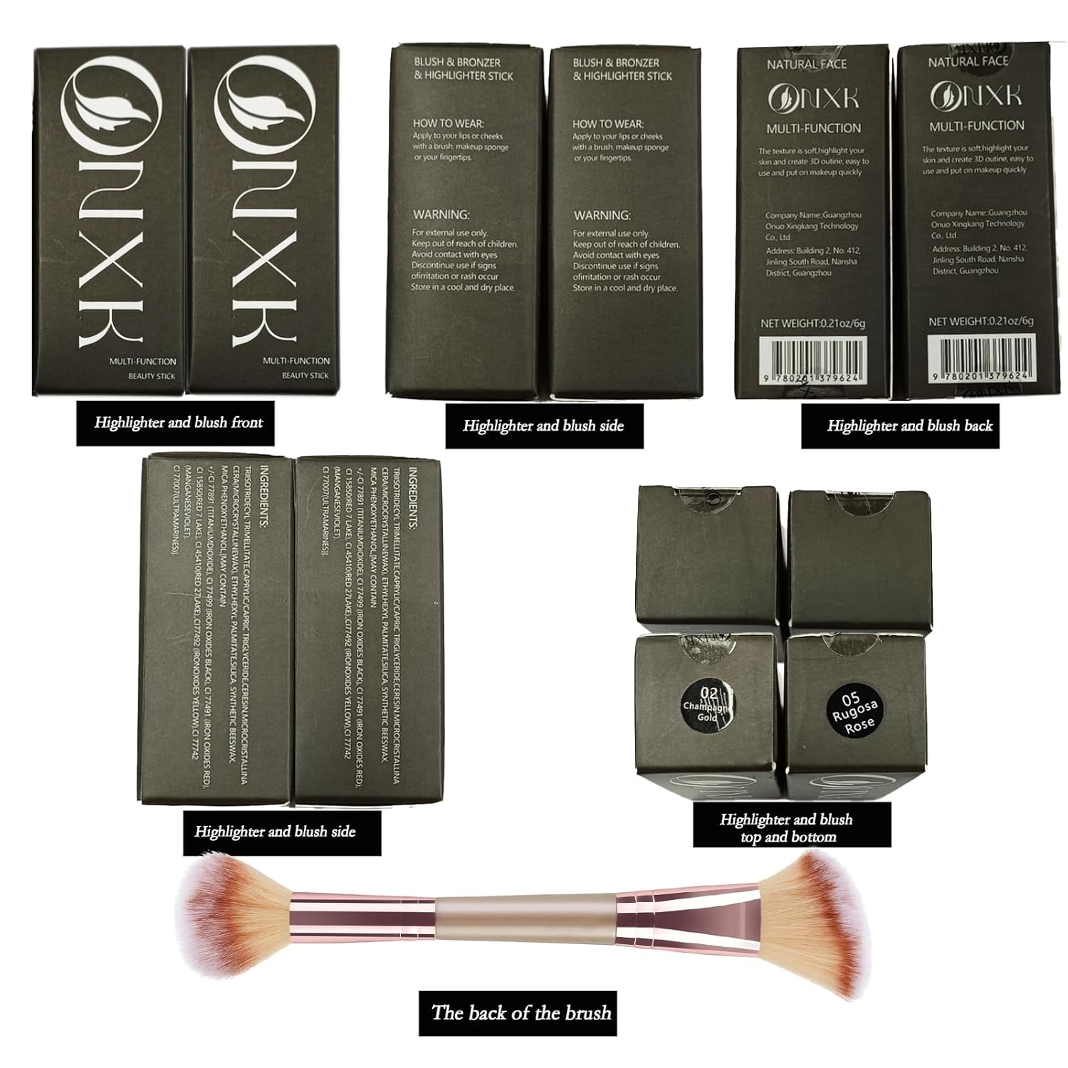 ONXK Lápiz de contorno de crema de maquillaje resaltador, fácil de aplicar, bronceador natural y barra de rubor, no grasa e impermeable, para