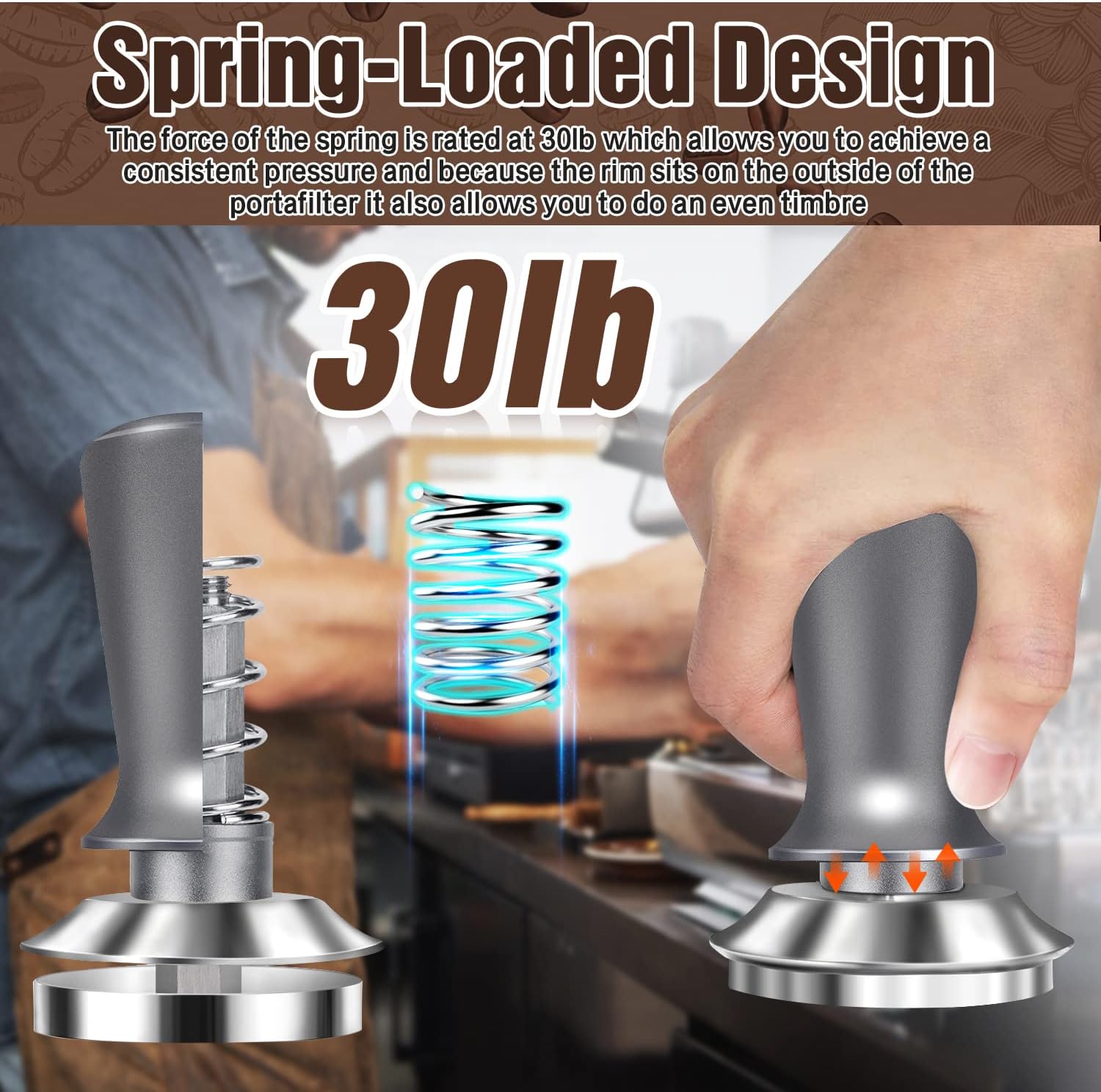 Wisdmery Manipulador de espresso de 2.008 in para máquina de café, accesorios de cesta portafiltro sin fondo, filtro de papel reutilizable de