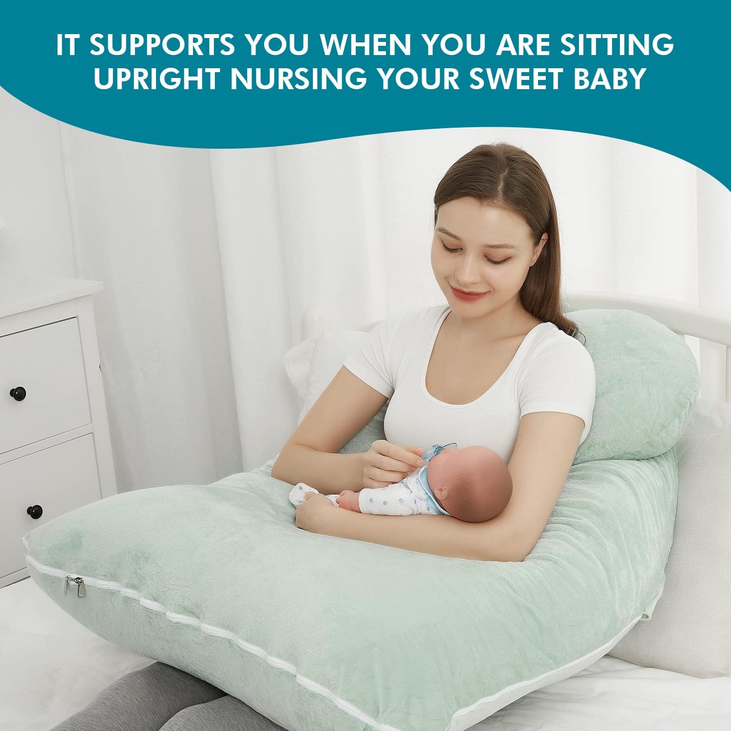 JOHNPEY Almohadas de embarazo para dormir, almohada de cuerpo completo en forma de U, almohada de maternidad imprescindible para el embarazo con
