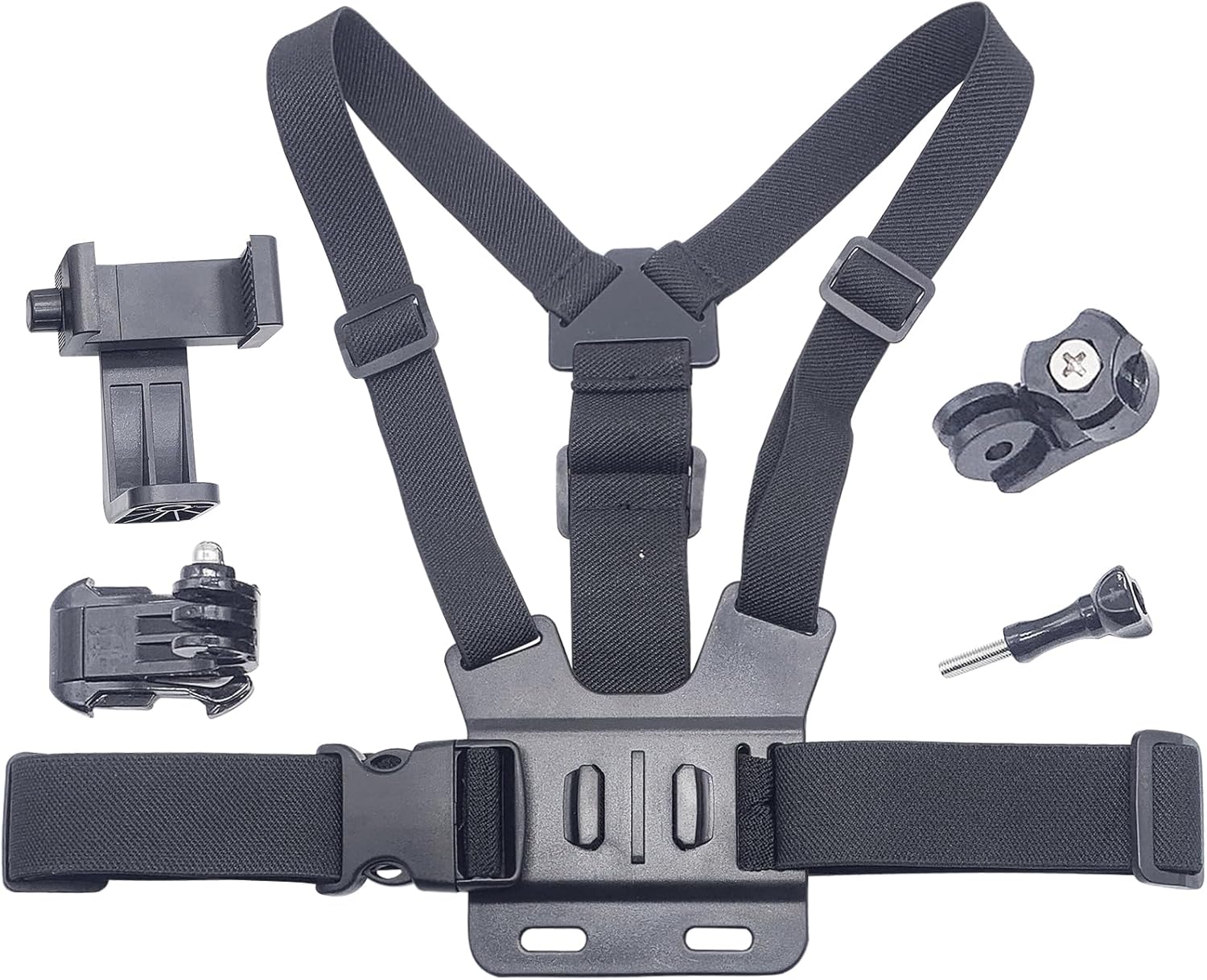 Soporte ajustable para arnés de correa de pecho para teléfono móvil, negro, compatible con iPhone, GoPro Hero, cámaras de acción DJI Osmo