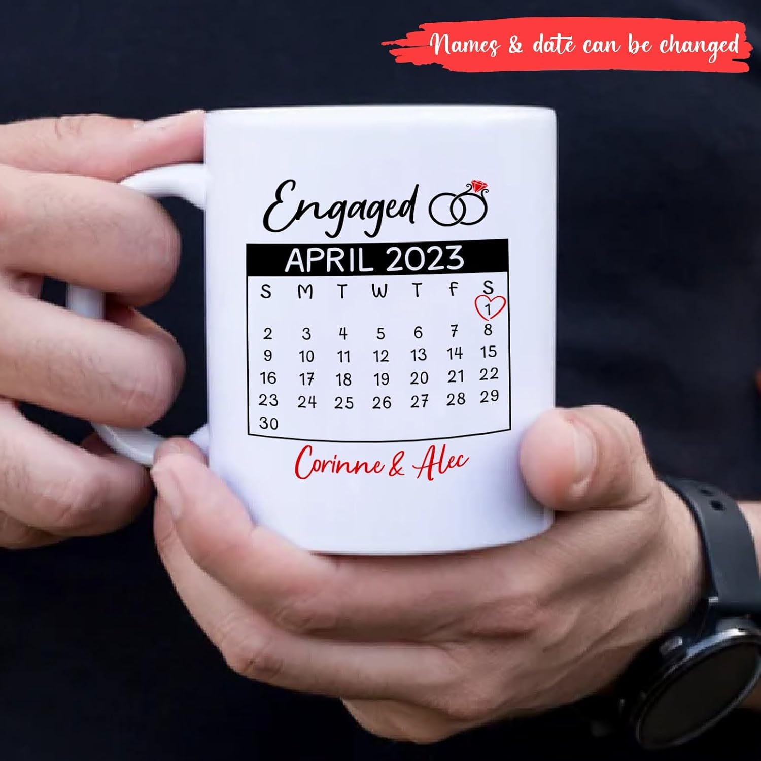 Taza de cerámica comprometida personalizada, tazas de compromiso regalo para pronto ser novia y novio, regalos de compromiso para recién casados