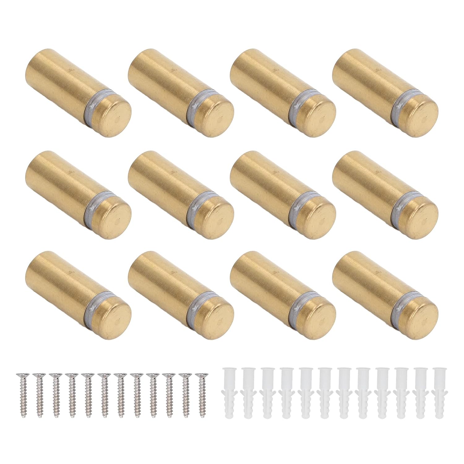 12 tornillos de separación inoxidables, tornillos de separación, 1 tornillo de separación para acero acrílico, galvanizado, oro cepillado, clavos