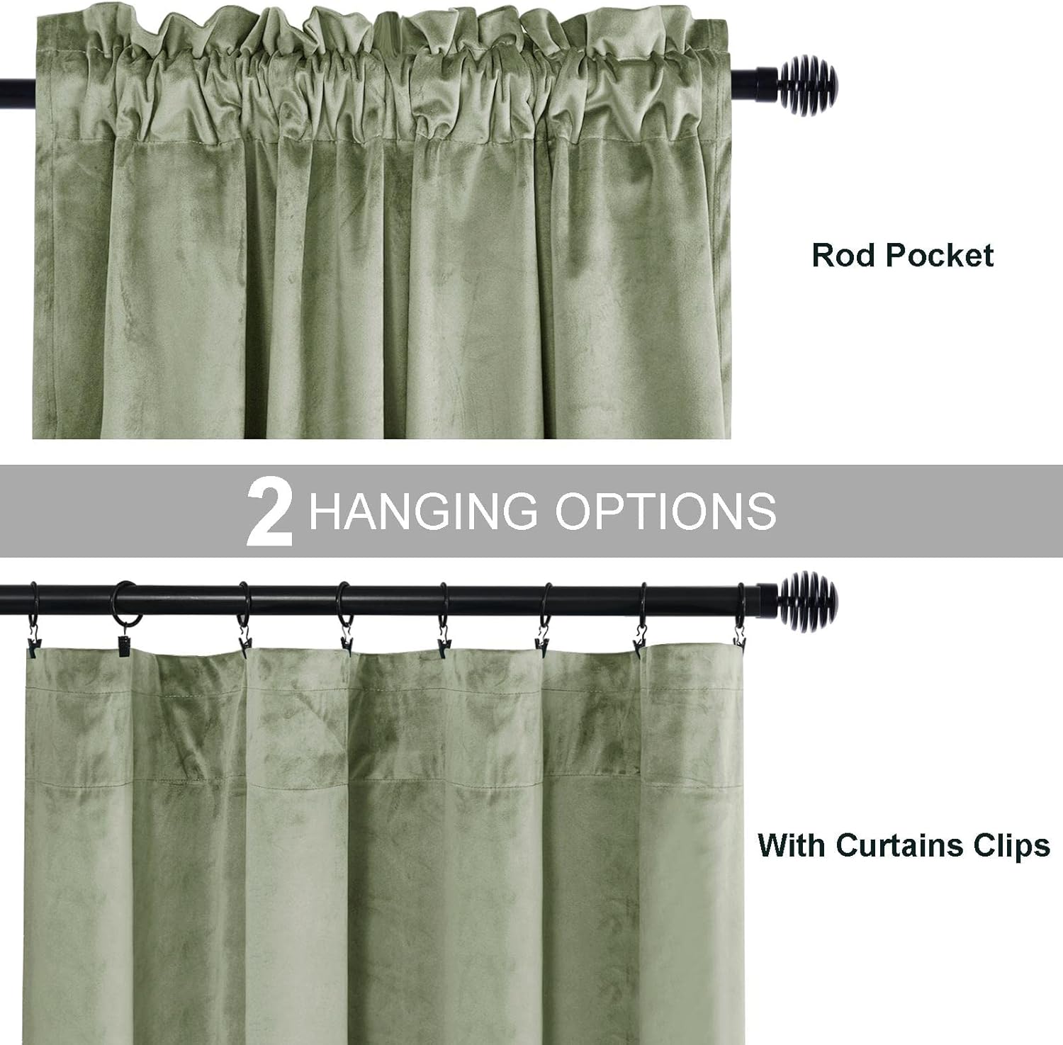 JIUZHEN Cortinas de terciopelo retro suave de 63 pulgadas de largo, cortinas opacas de terciopelo retro suave, con aislamiento térmico y reducción