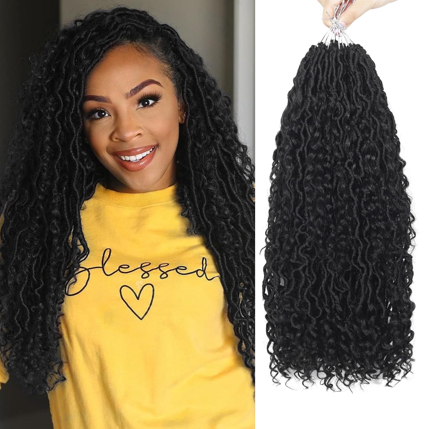 Rastas de ganchillo Goddess Locs de 18 pulgadas, cabello de ganchillo de río de río de cabello de ganchillo 8 paquetes de rastas bohemias hippie de
