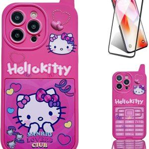 Lvfoge Funda protectora de pantalla extra HD para iPhone 13 de 6.1 pulgadas, funda protectora de dibujos animados de gatitos con espejo de Lvfoge Funda protectora de pantalla extra HD para iPhone 13 de 6.1 pulgadas, funda protectora de dibujos animados de gatitos con espejo de