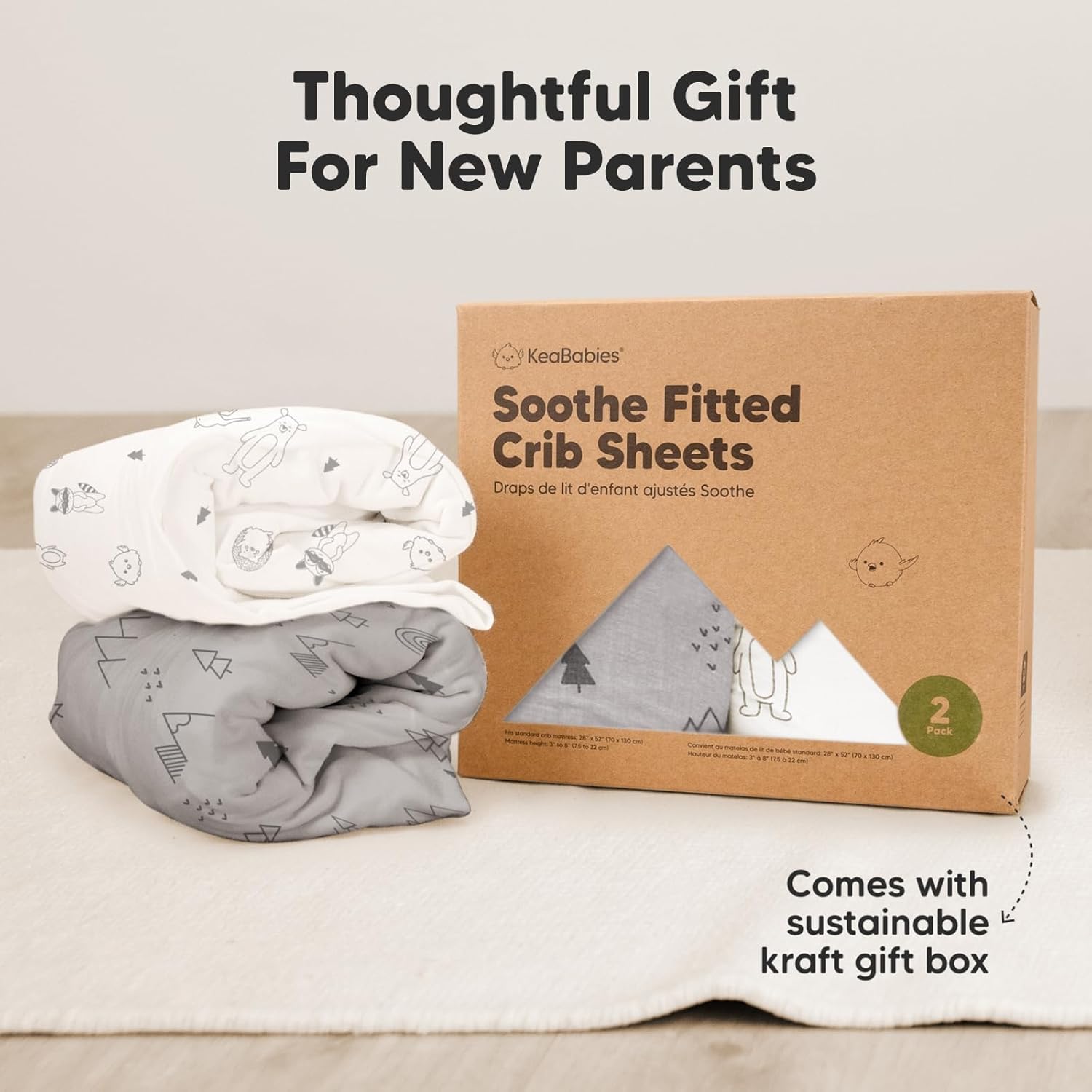 Paquete de 2 sábanas orgánicas para cuna para niños, niñas, sábana bajera ajustable de jersey, sábanas neutrales para cuna, sábana de colchón para