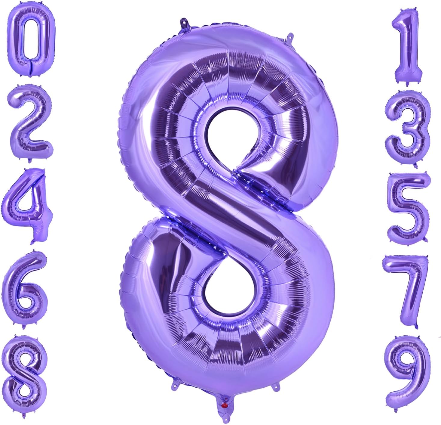 Globos gigantes morados de 40 pulgadas con números 8, globo de aluminio digital gigante de Mylar para decoración de fiesta de cumpleaños, boda,
