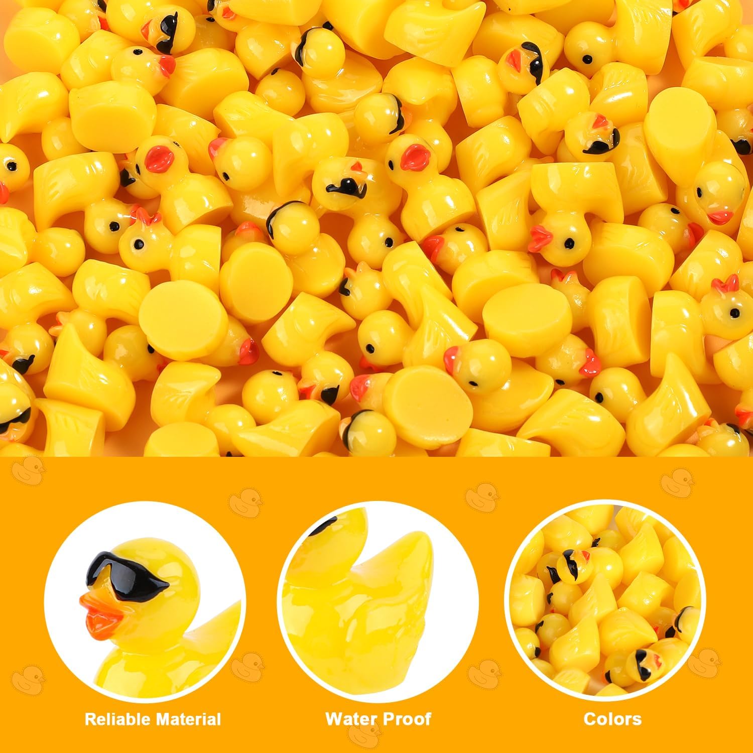 100 mini patos de resina, 50 lindos patos de resina con lentes de sol y 50 patos de resina de ojos negros en miniatura para casas de muñecas,