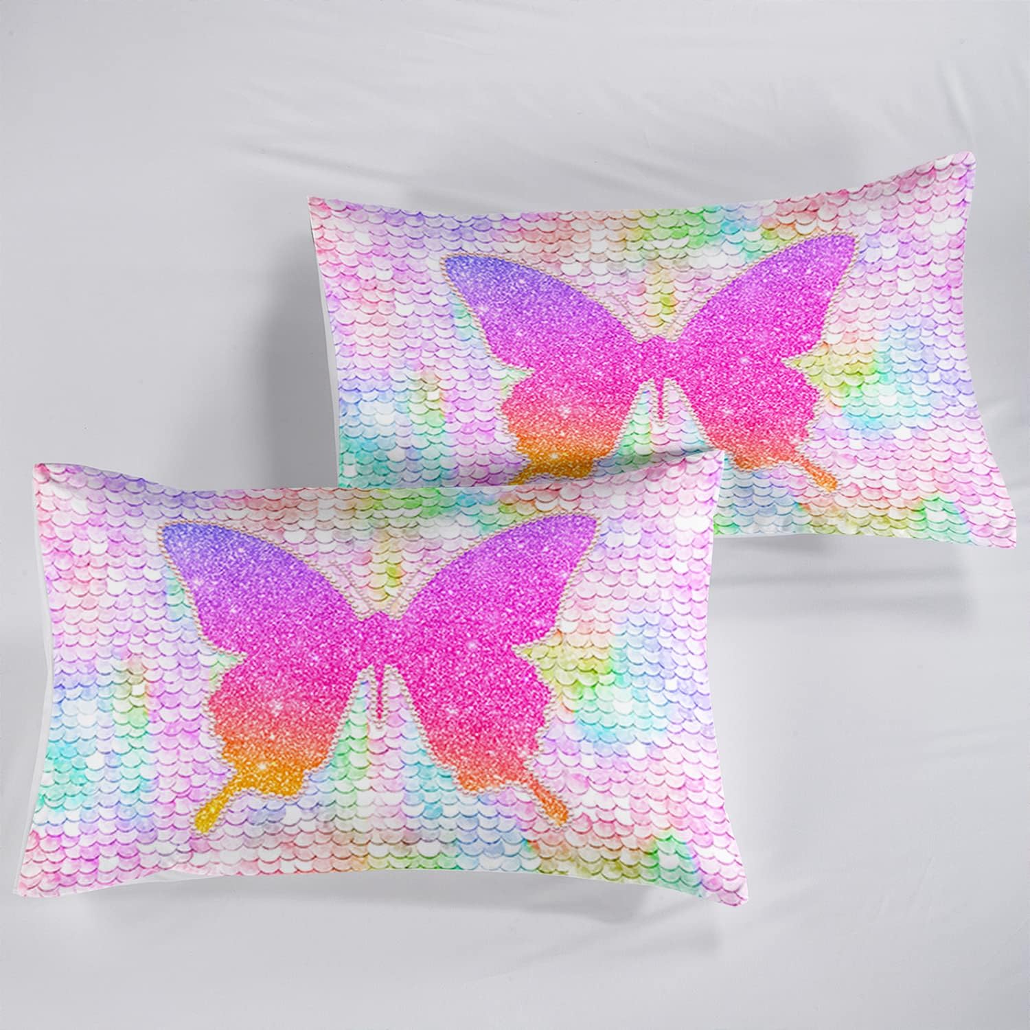 CVHOUSE Juego de funda de edredón de mariposa tamaño matrimonial, juego de ropa de cama con estampado de mariposas para niñas, niños y adolescentes,