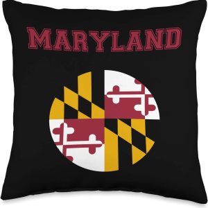 College University Style Maryland – Cojín de regalo, diseño de bandera de Maryland, 16.0 x 16.0in, multicolor College University Style Maryland – Cojín de regalo, diseño de bandera de Maryland, 16.0 x 16.0in, multicolor
