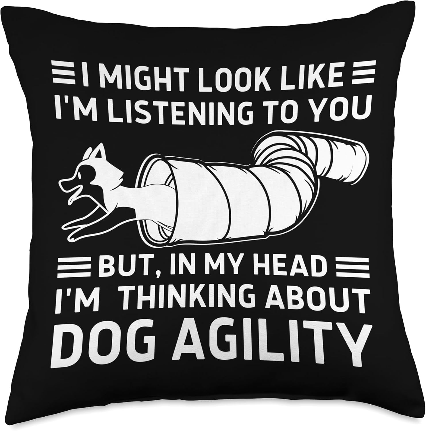 Head, Funny Dog Agility – Almohada de 18 x 18 pulgadas, multicolor