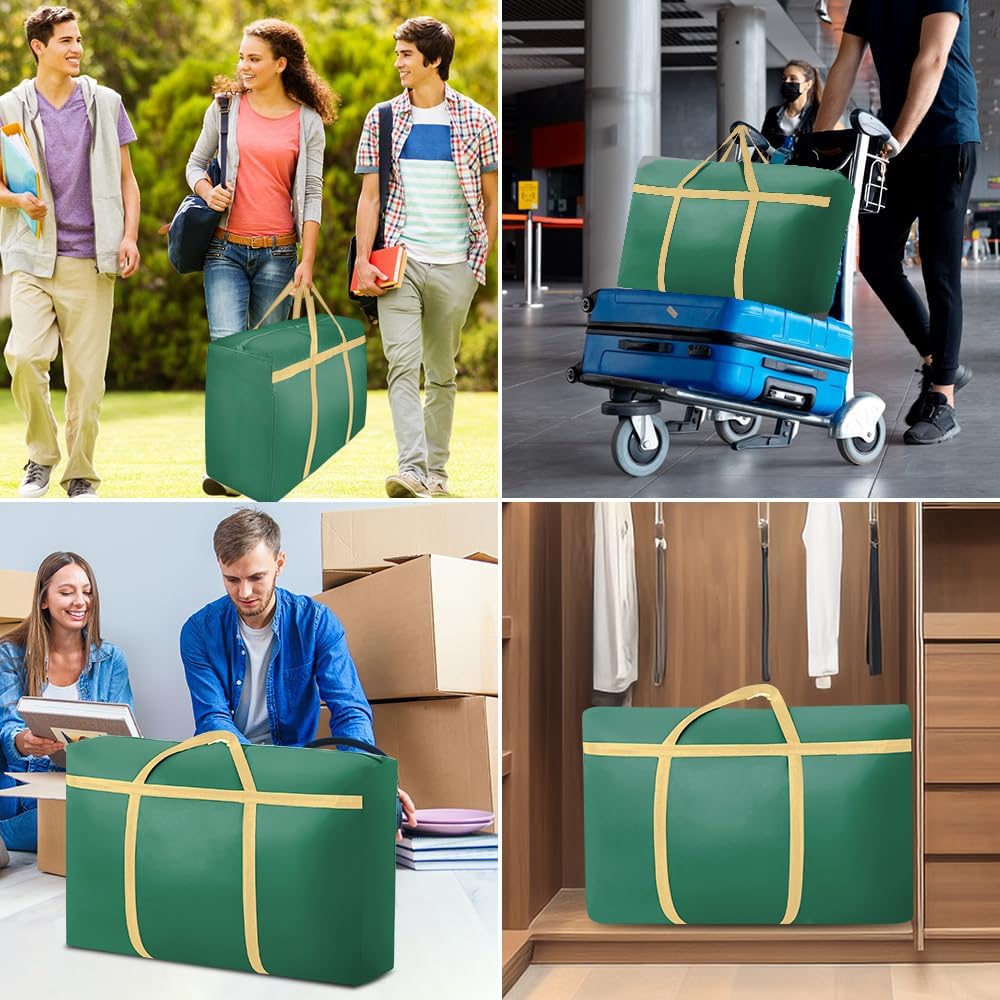 Paquete de 2 bolsas de mudanza resistentes extra grandes con cremalleras fuertes, bolsa de almacenamiento para ahorrar espacio para estudiantes