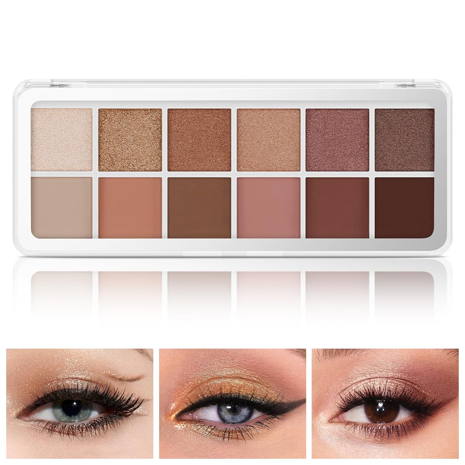 Boobeen Paleta de sombras de ojos de 12 colores, maquillaje suave mate y brillante, tonos de alta pigmentación, sombra de ojos neutros ultra