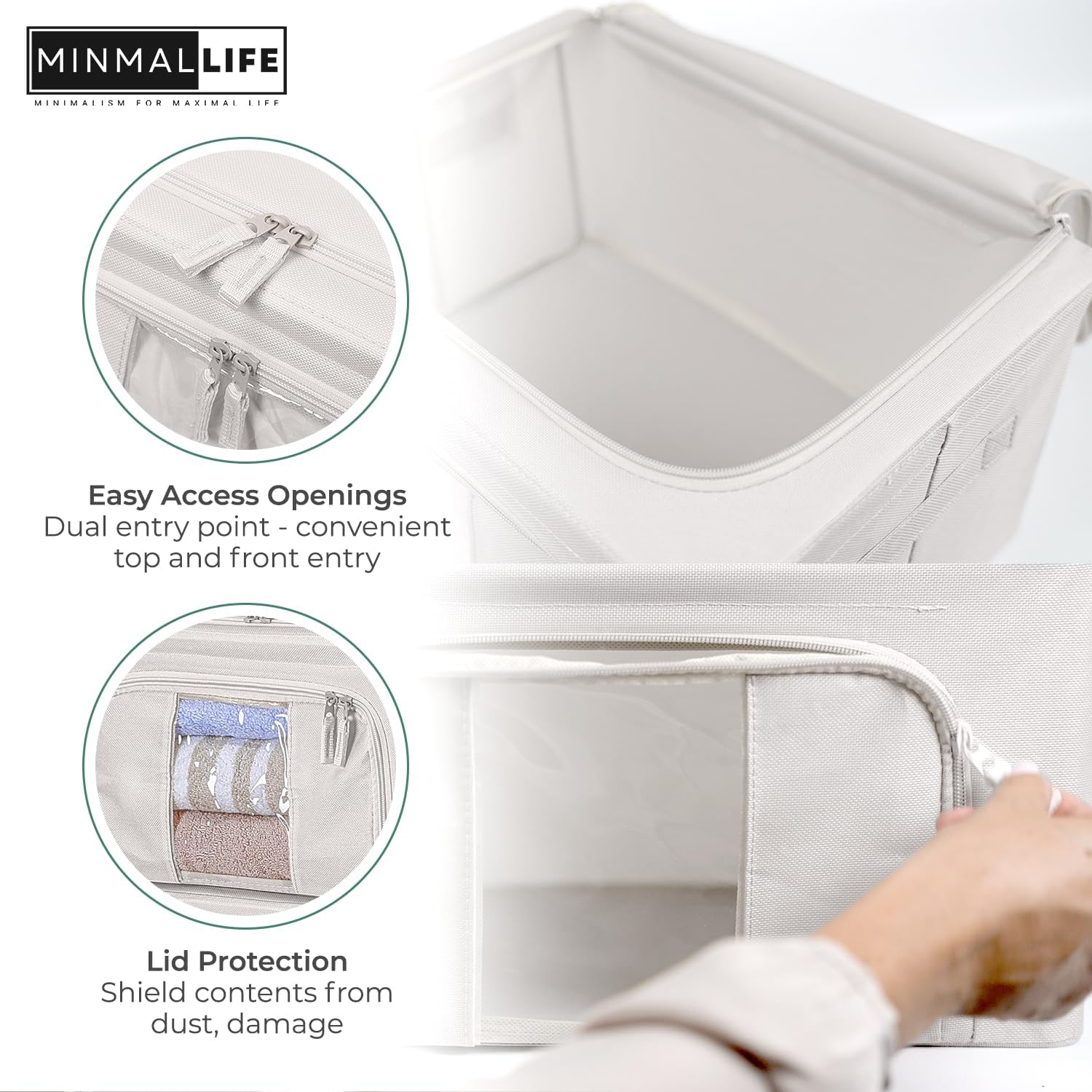 Minmallife Bolsa de almacenamiento de alambre de hierro – Cajas de almacenamiento plegables – Organizador de almacenamiento de sábanas – Caja de