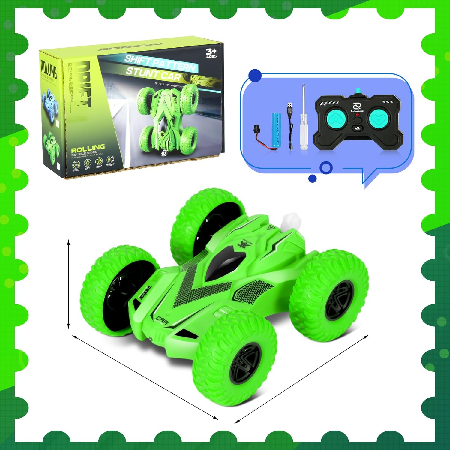 Autos de acrobacias a control remoto para niños de 6 años de edad, juguetes RC con luces 4WD 4WD 2.4Ghz de doble cara giratoria de 360 RC camión