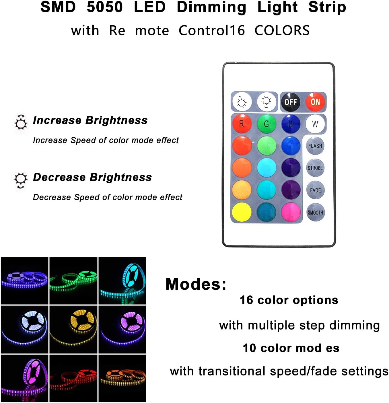 Ainfox – Tira de luces LED de 50 pies, impermeable, 16 colores cambiantes, tiras de luz RGB con control remoto para uso en exteriores e interiores,
