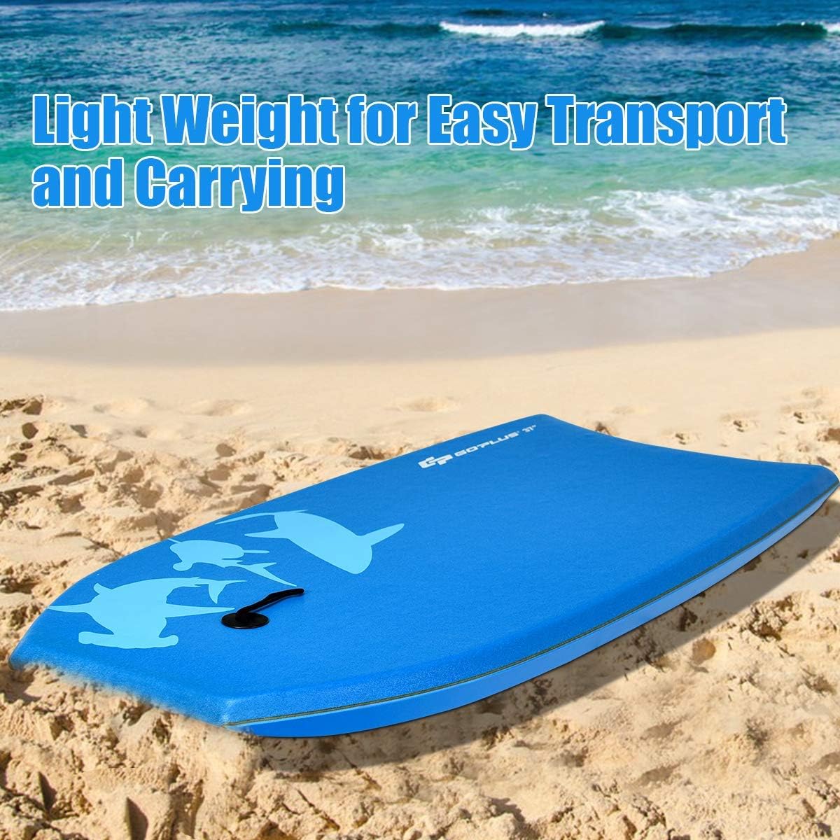 Goplus Boogie Boards para playa, tablero ligero con núcleo EPS, cubierta XPE, parte inferior lisa de HDPE, correa premium y cuerda de muñeca