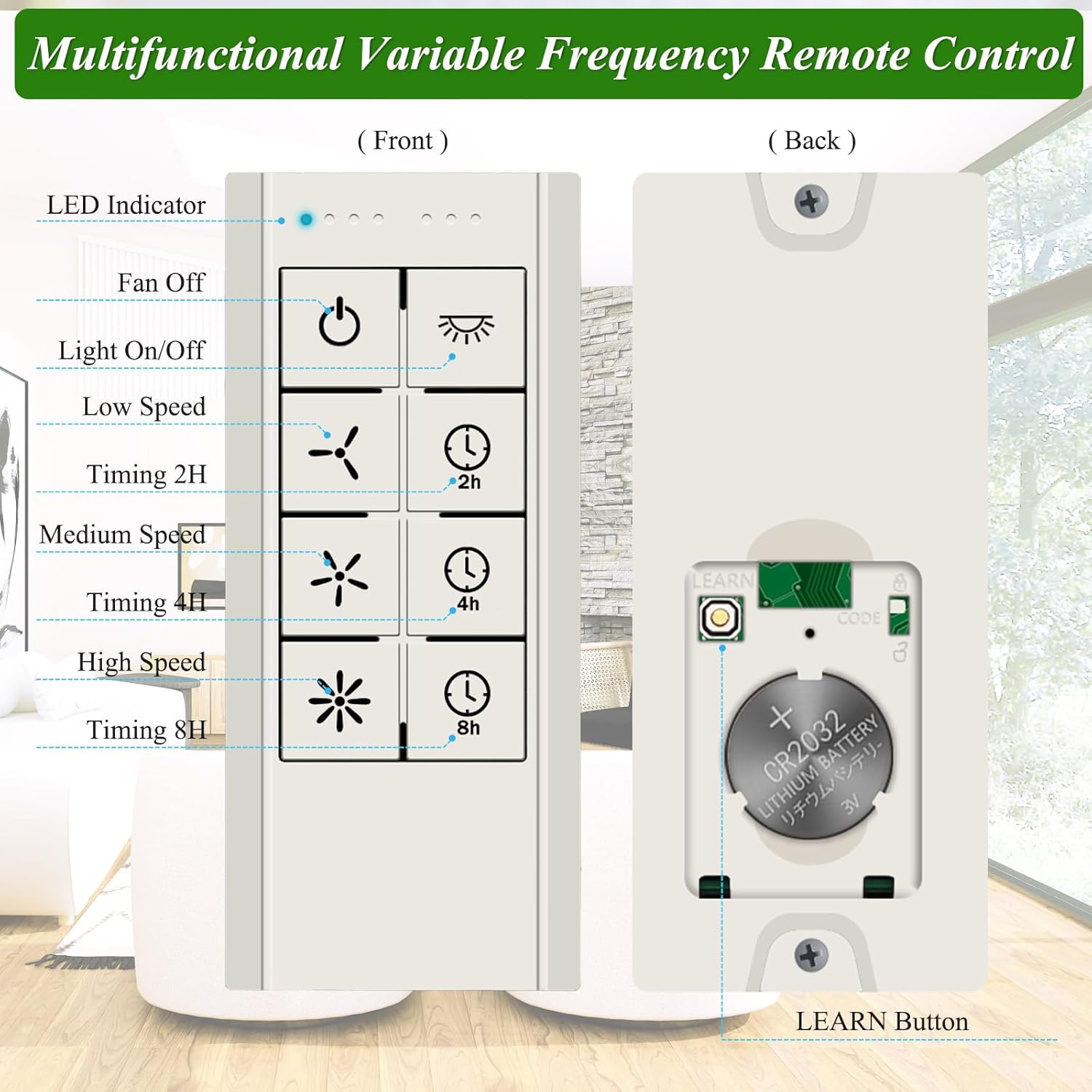 Ventilador de techo inteligente universal con control remoto y atenuador de luz, 3 velocidades con atenuación de 2 a 8 horas, dispositivos