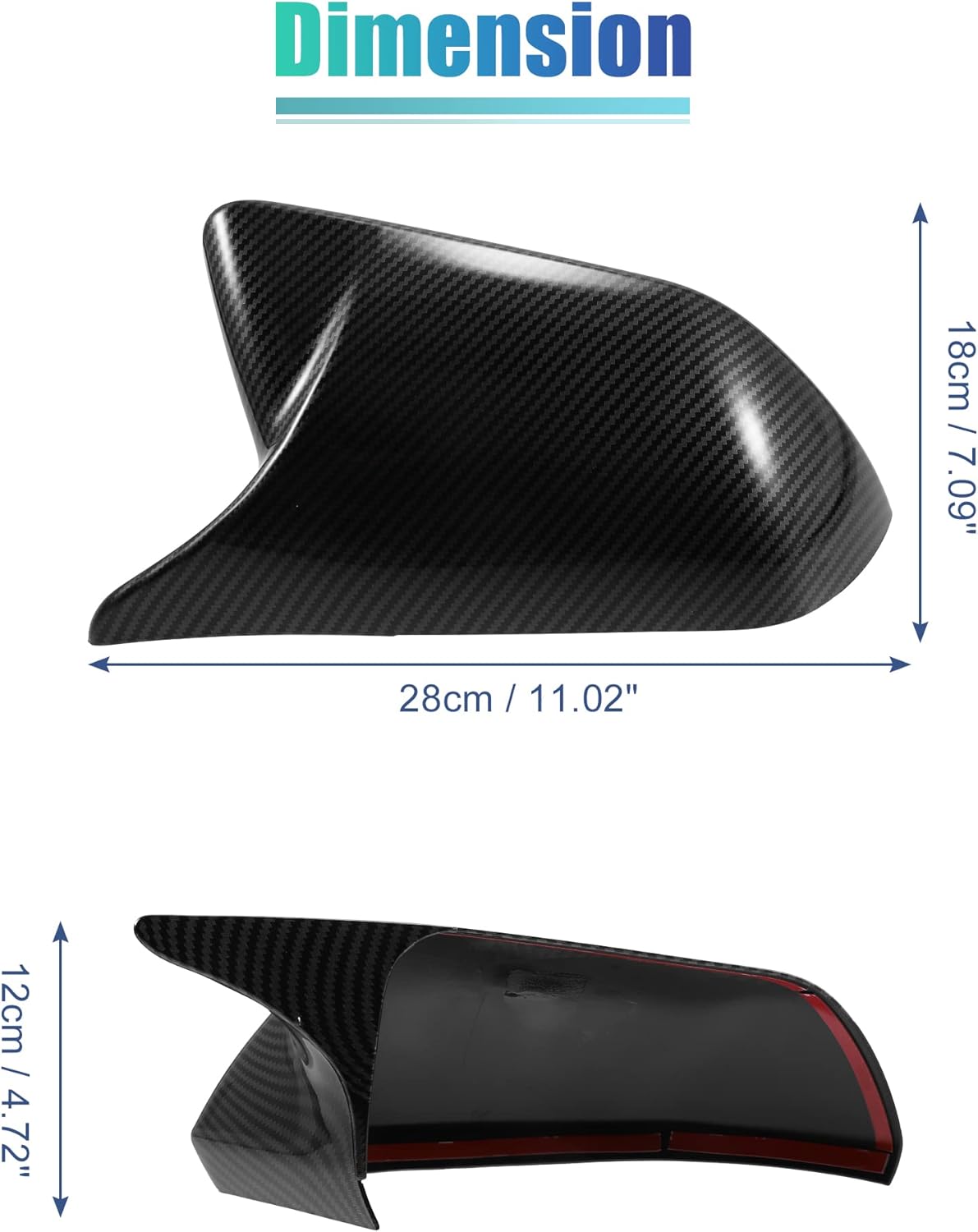 X AUTOHAUX 1 par de cubierta de espejo retrovisor lateral de ala de puerta, carcasa de fibra de carbono, color negro para Ford para Mustang 2015-2022