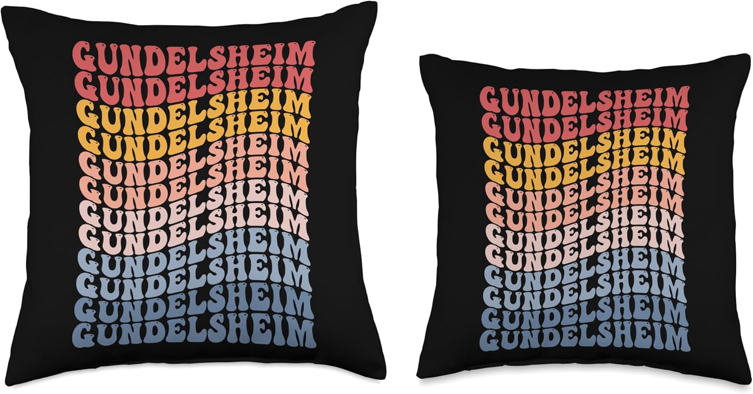 Gundelsheim City Groovy Retro Throw Pillow, 18×18, Multicolor