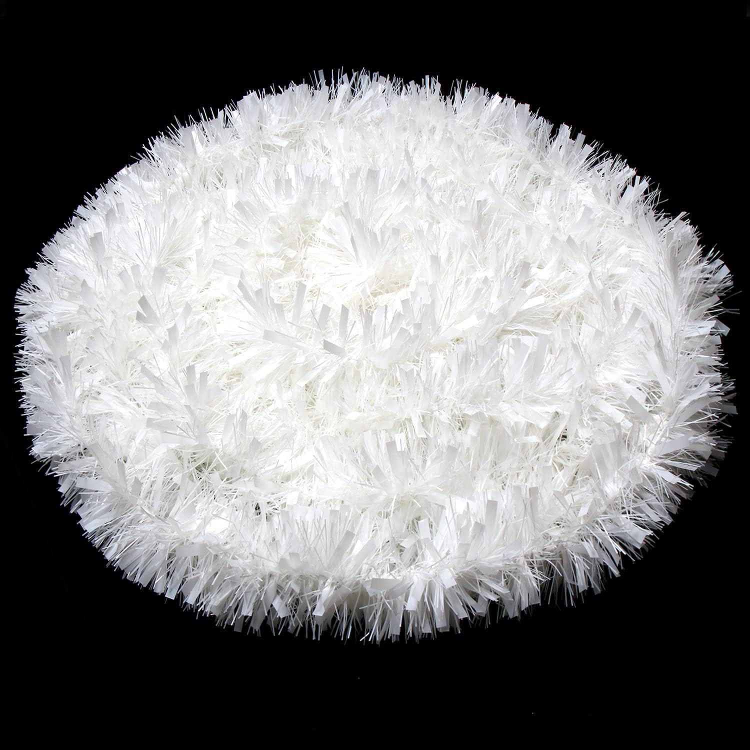 Guirnalda de oropel de Navidad de 33 pies, guirnalda colgante metálica trenzada blanca para árbol de Navidad, chimenea, decoración del hogar