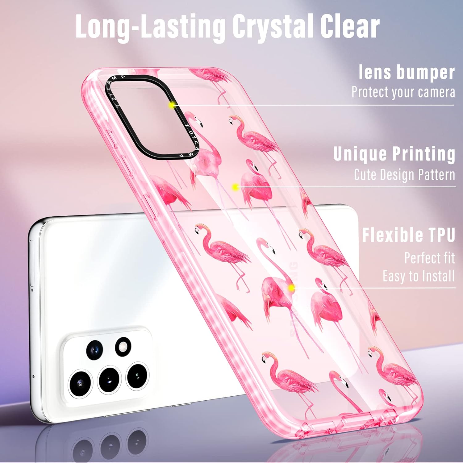 Toycamp Funda para Samsung A52 (también para Samsung A52s caso), bonito diseño de flamenco divertido para mujeres y niñas para Galaxy A52 5G, bonita