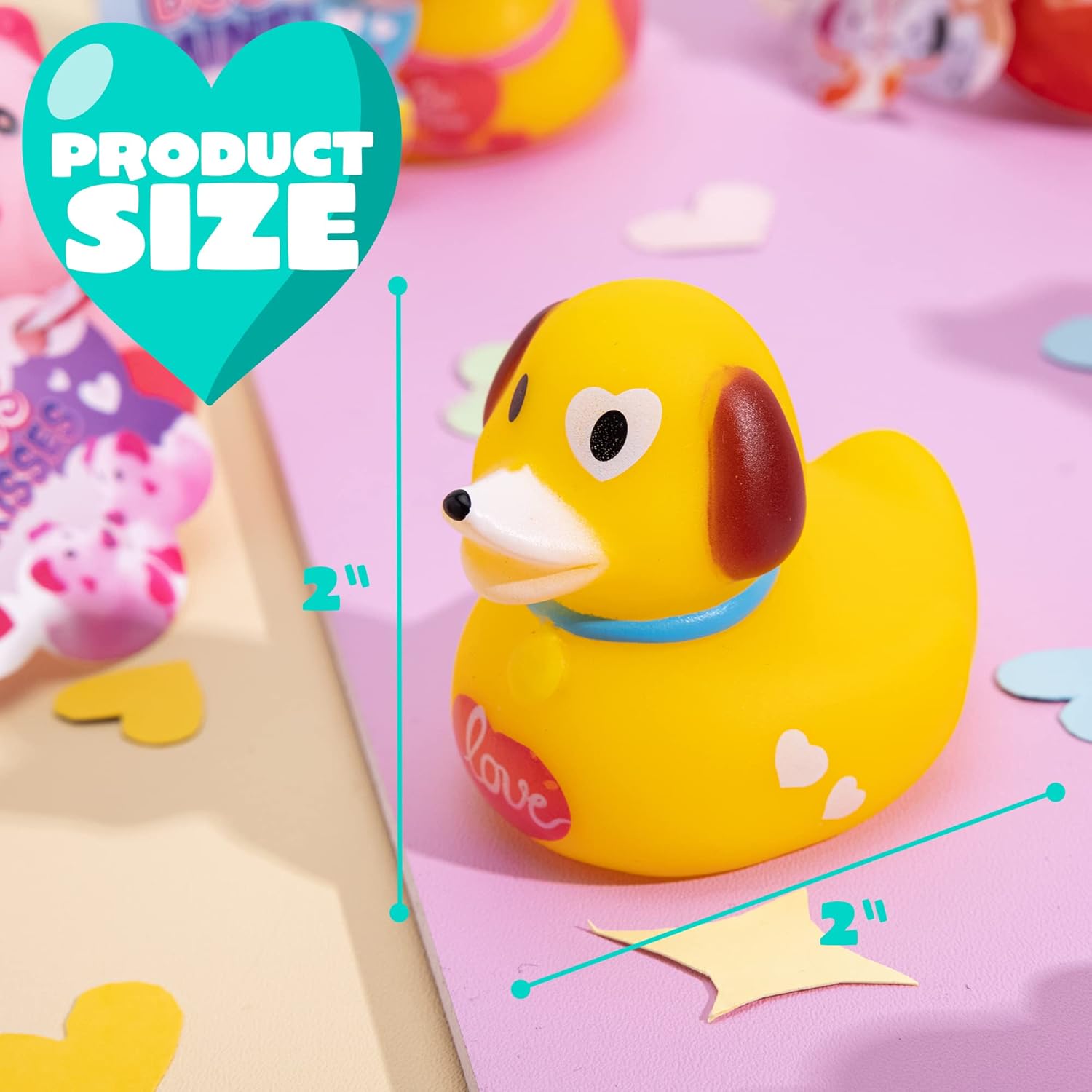JOYIN 12 patos de goma surtidos para el día de San Valentín en diferentes formas de animales para divertirse en el baño, patos chirriantes, premios