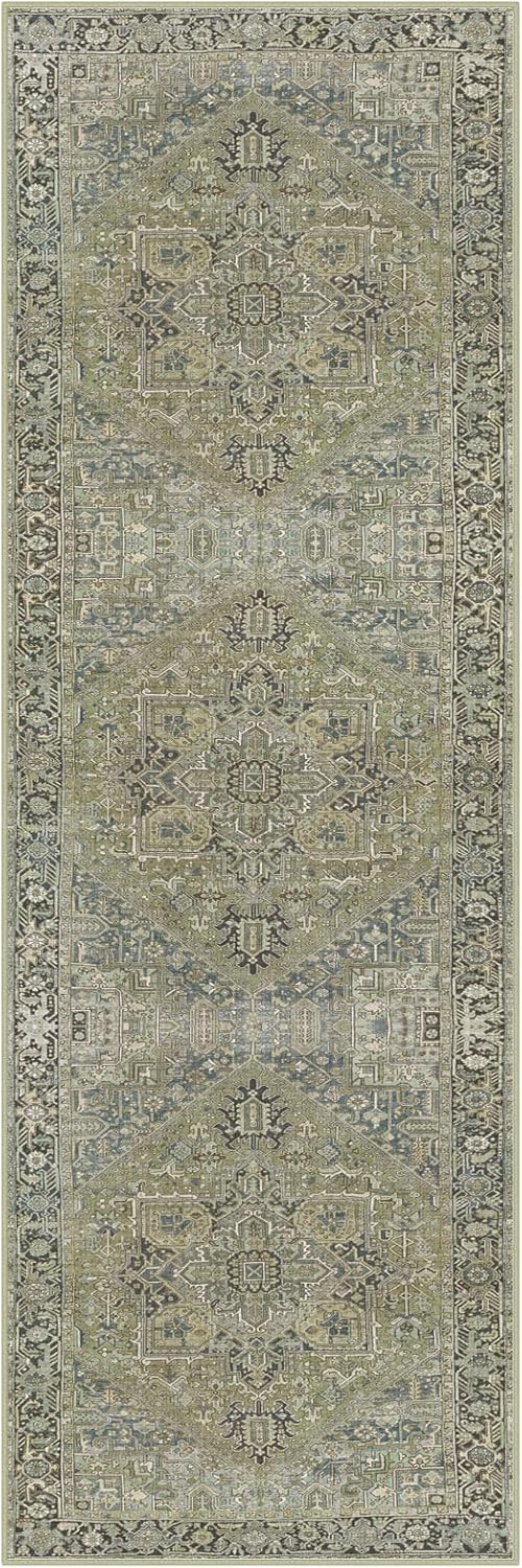 Worxvell Alfombra lavable para pasillo de 2 pies 6 x 8 pies, alfombra de pasillo antideslizante con parte trasera de goma, tapetes vintage