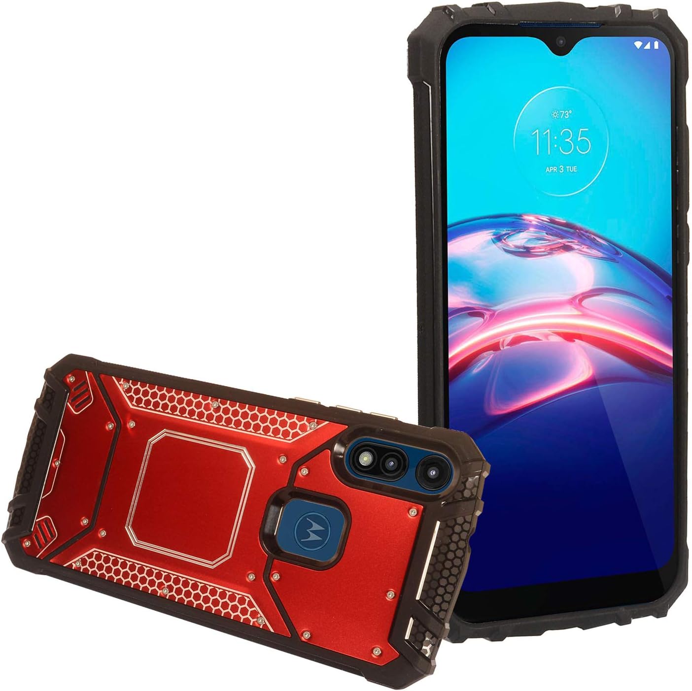 CELZEN – Para Motorola Moto E (2020) XT2052 – Funda de aluminio de metal para teléfono – ZY1 Rojo