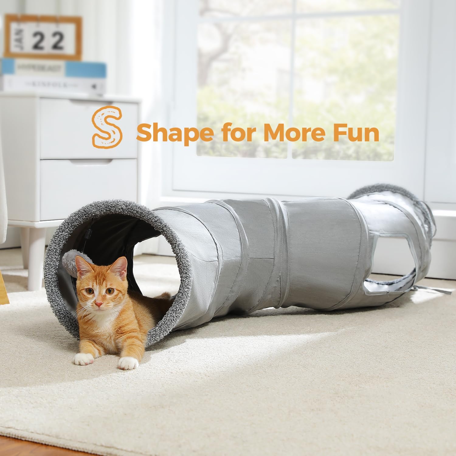 PAWZ Road Tubo de juego plegable en forma de S para gatos de 10.5 pulgadas de diámetro