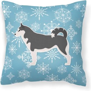 Caroline’s Treasures BB3580PW1818 Almohada decorativa de tela de husky siberiano con copos de nieve, 100% lavable a máquina, almohada decorativa Caroline’s Treasures BB3580PW1818 Almohada decorativa de tela de husky siberiano con copos de nieve, 100% lavable a máquina, almohada decorativa