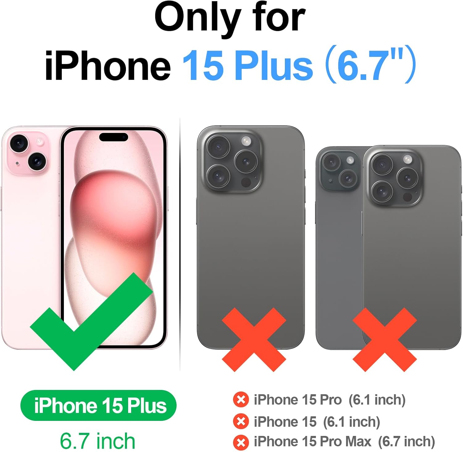 Antsturdy Funda tipo cartera desmontable 2 en 1 para iPhone 15 Plus con MagSafe, bloqueo RFID, magnética, carga inalámbrica, funda de piel