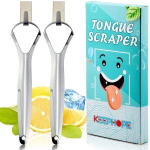 Raspador de lengua (paquete de 2) limpiador de lengua de acero inoxidable de grado médico para adultos y niños con 2 mini ganchos para reducir el Raspador de lengua (paquete de 2) limpiador de lengua de acero inoxidable de grado médico para adultos y niños con 2 mini ganchos para reducir el