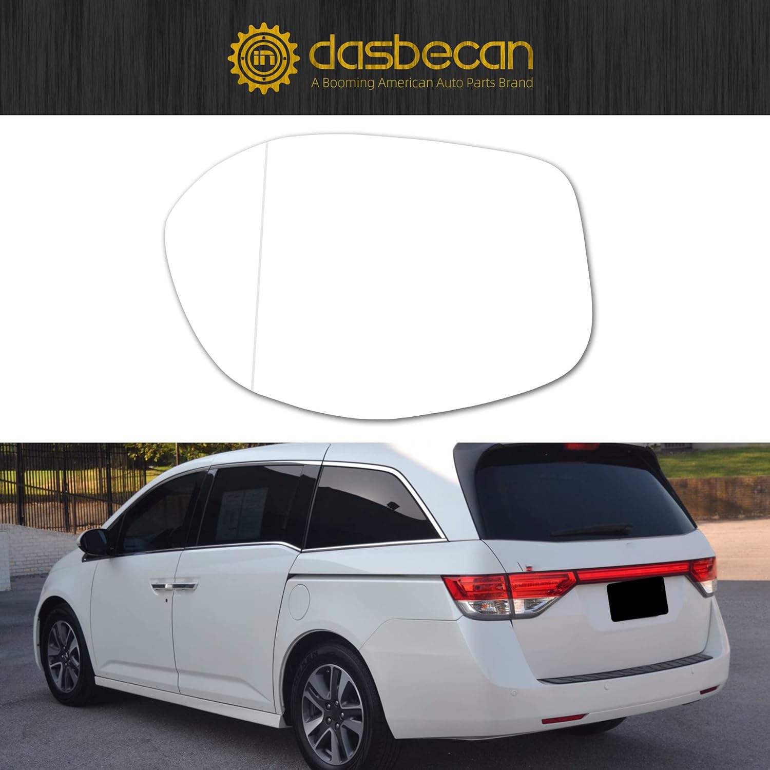 Dasbecan 76203TK8A41 Espejo de cristal izquierdo del lado del conductor con placa de plástico compatible con Honda Odyssey 2014 2015 2016 2017