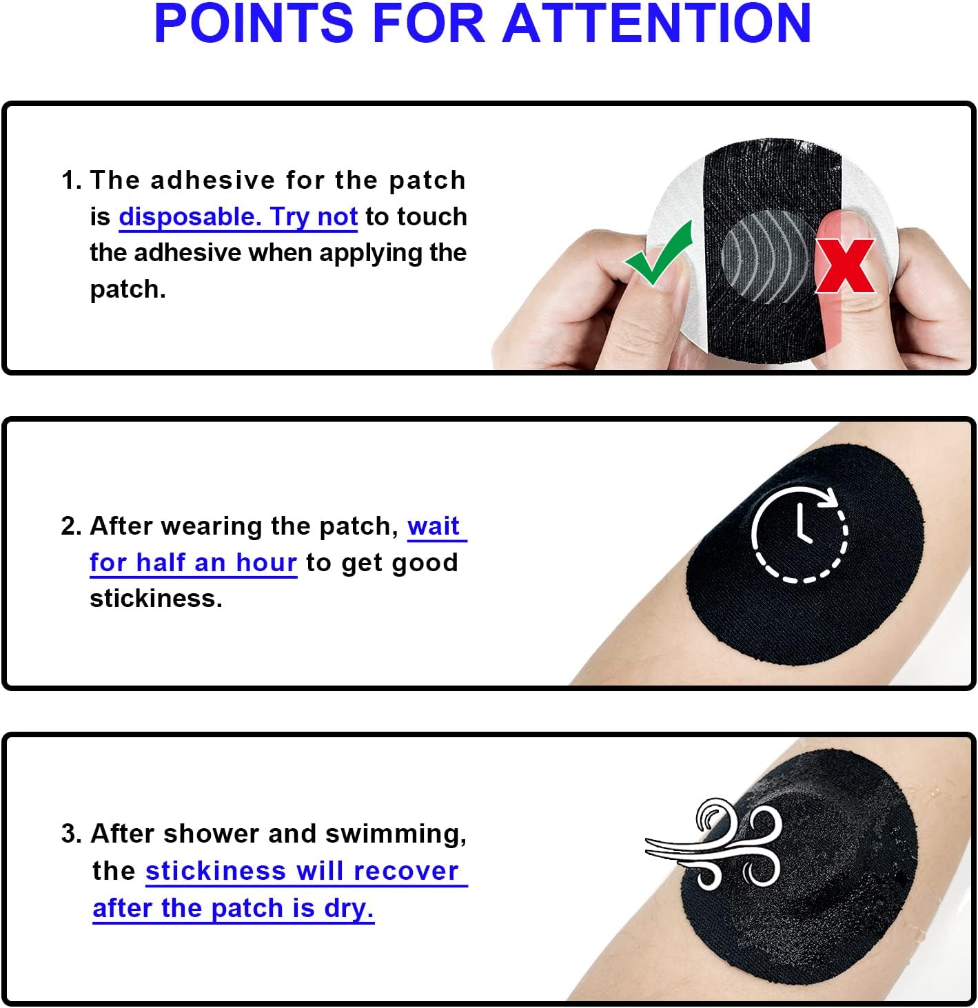 Paquete de 20 parches adhesivos Freestyle, diseñados para Freestyle Libre 2 Enlite Medtronic Guardian CGM cubiertas de sensor CGM, sin pegamento en