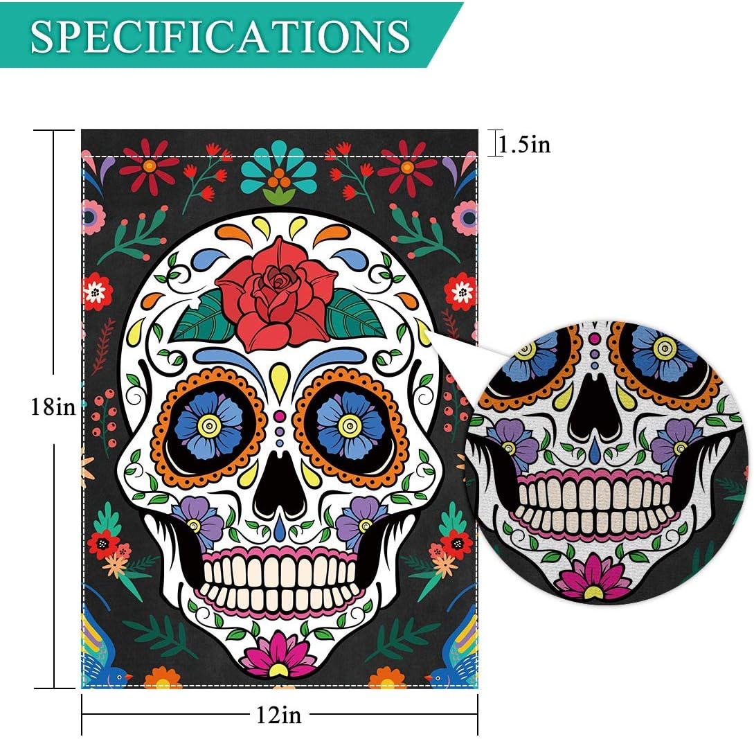 Allenjoy Bandera de jardín con el Día de los Muertos para exteriores, vertical, mexicana, fiesta, día de los muertos, pancartas para casa, césped,