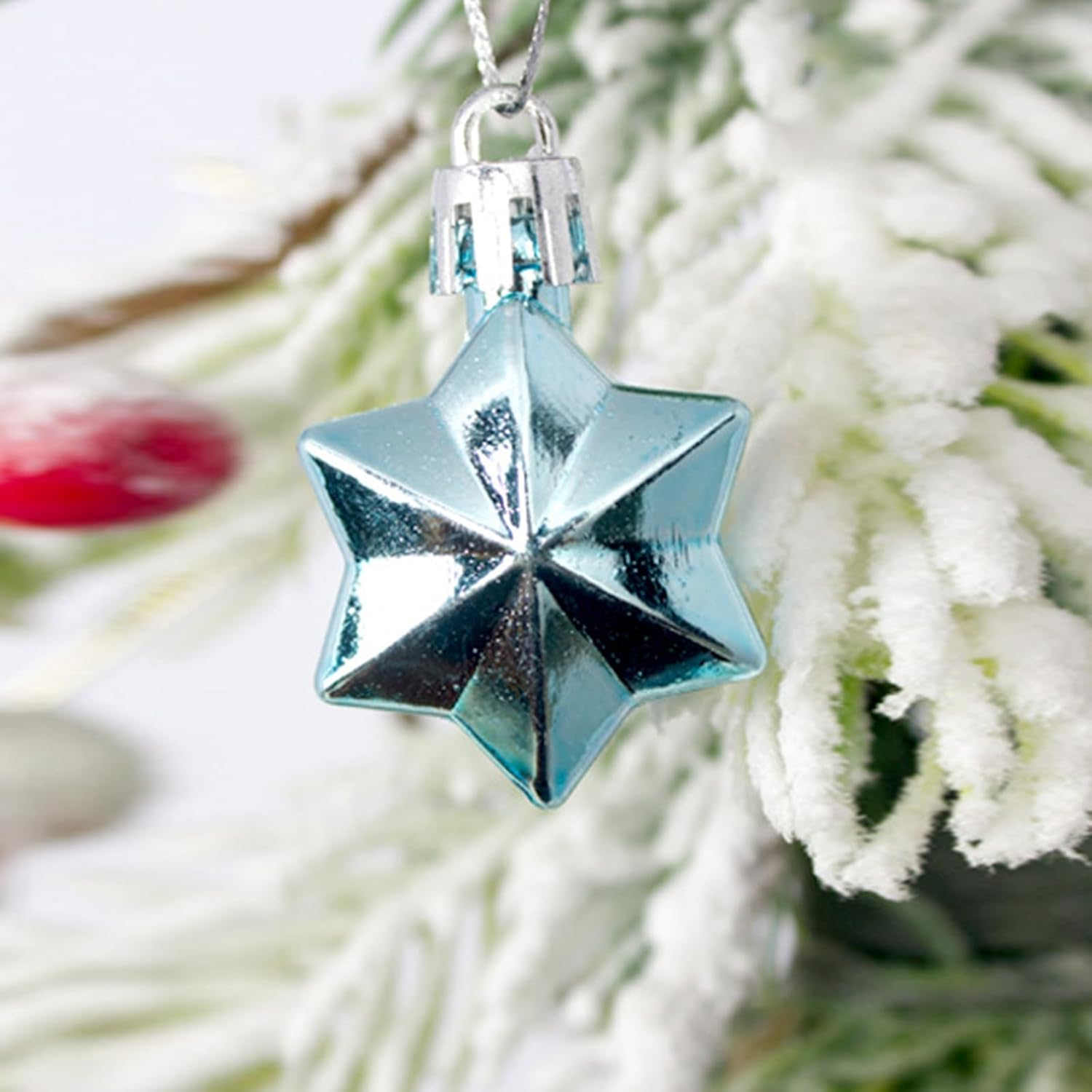 44 bolas de Navidad para decorar el árbol de Navidad, adornos colgantes de Navidad brillantes, adornos colgantes de Navidad negro y dorado (azul