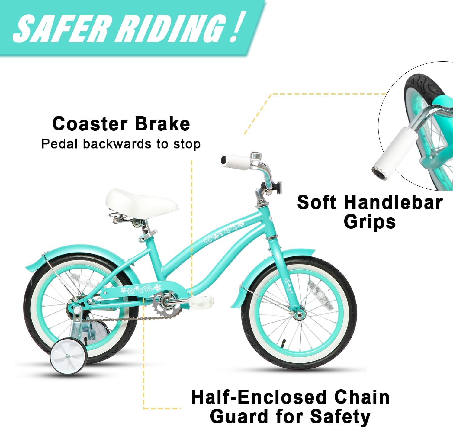 Sunday – Bicicletas de crucero para niños de 12 a 20 pulgadas para niños de 1 a 12 años con ruedas de entrenamientosoporte, varios colores