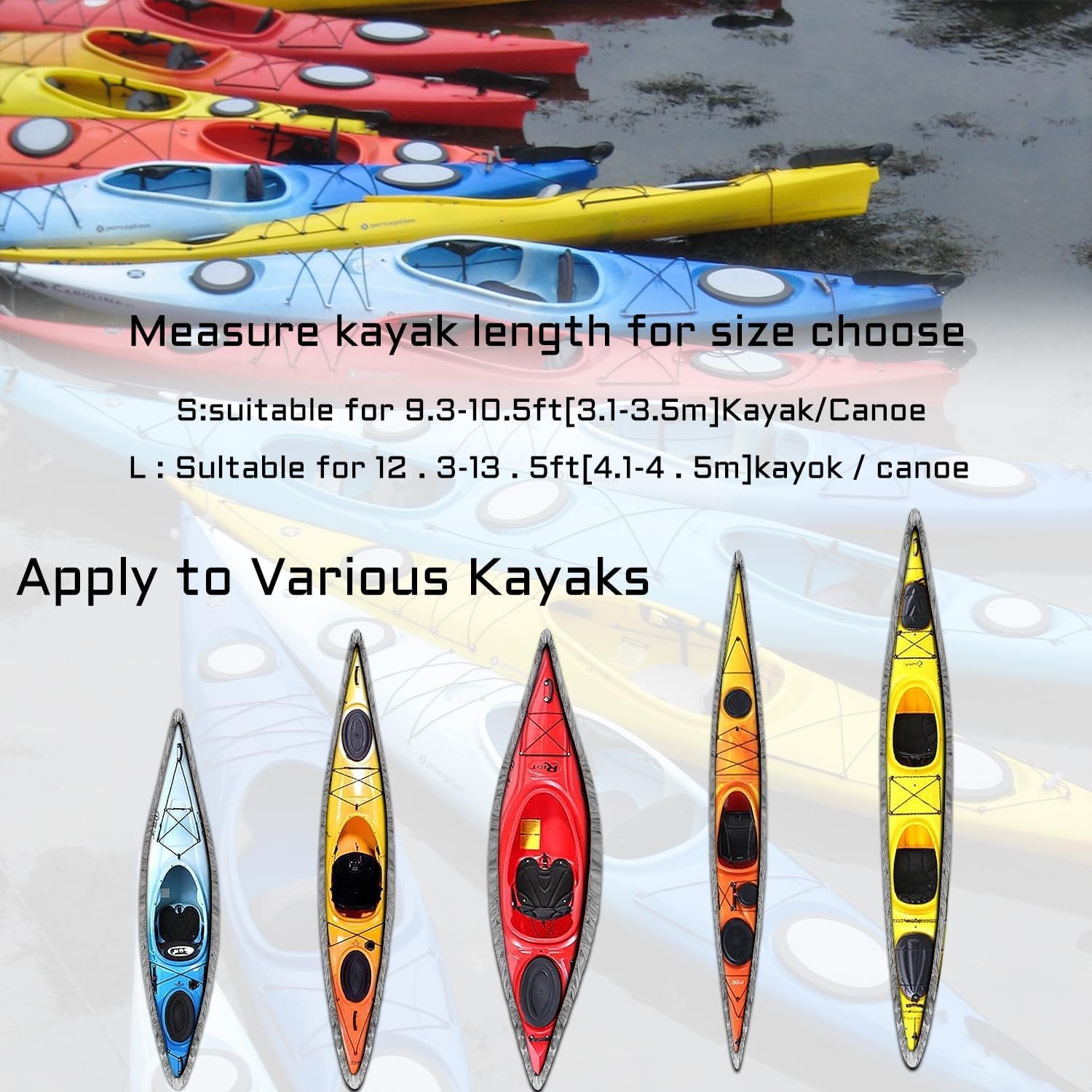 Funda impermeable para kayak (16.8-18 pies), resistente a los rayos UV y al polvo, cubierta gruesa para canoa marina con soporte para remo para