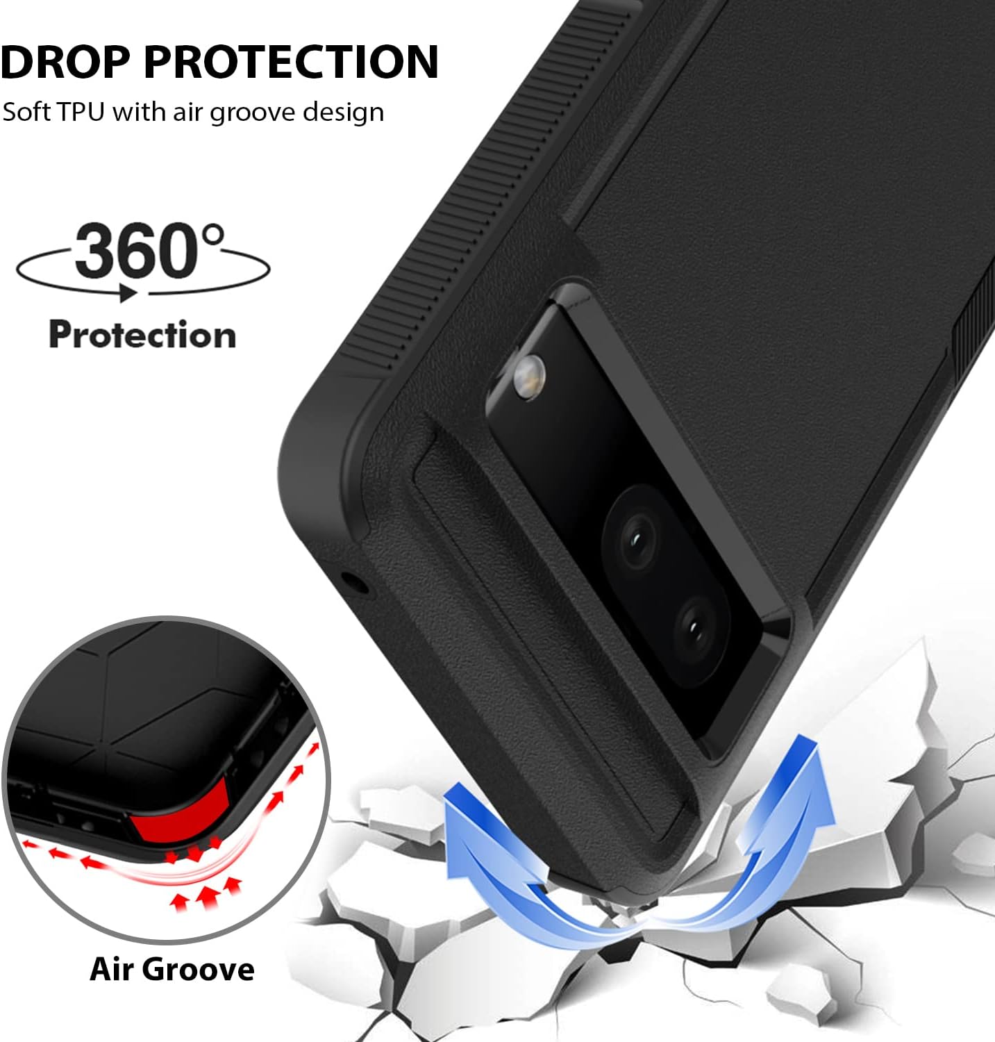 ZUSLAB Funda compatible con Google Pixel 7 2022, ajuste delgado, de goma y policarbonato a prueba de golpes, funda protectora antideslizante para