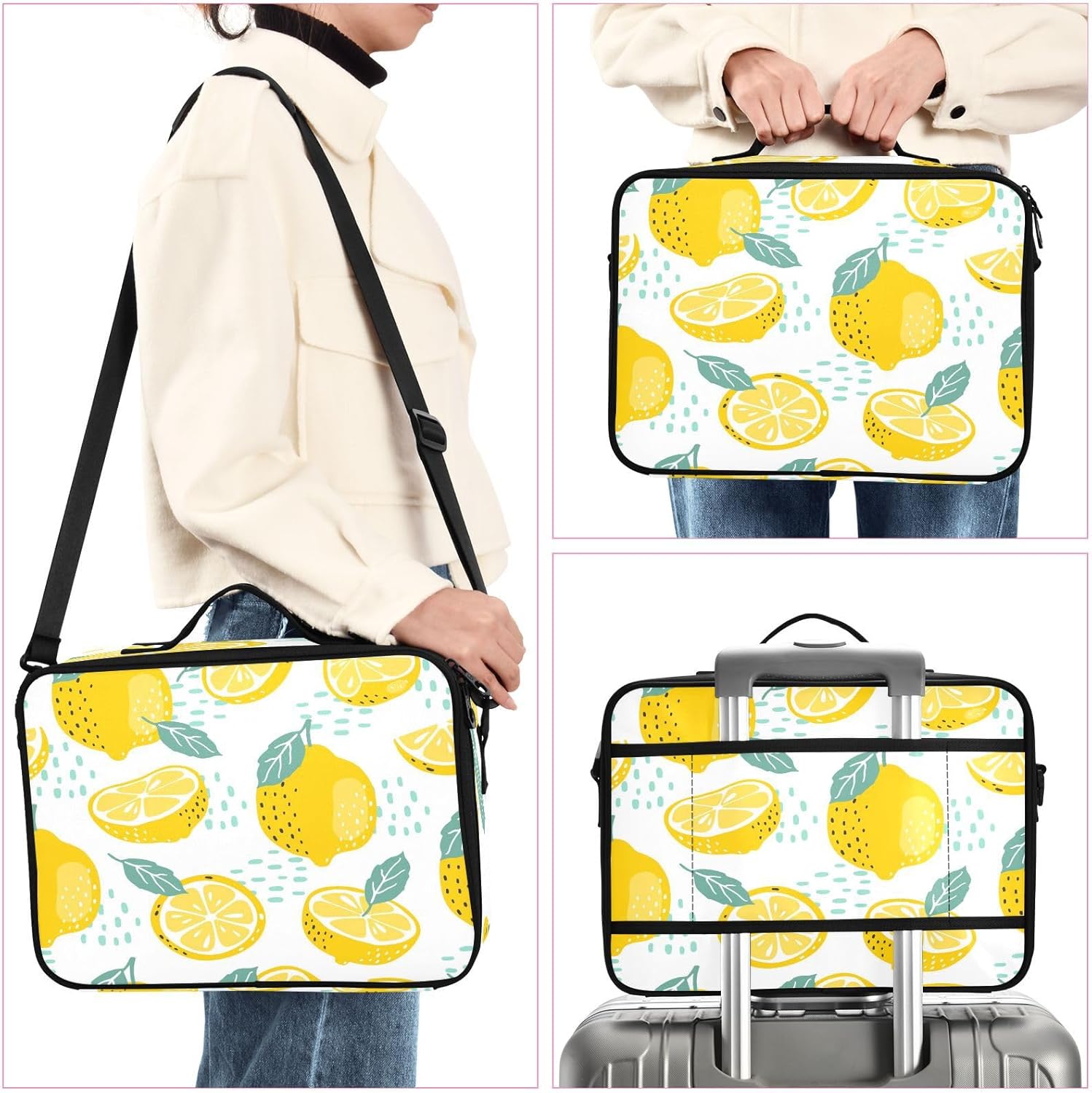 Slices Whole Lemons cosmetic bag with zipper bag toiletry travel kit bag with compartments makeup train case makeup bolsos para cosmeticos for women
